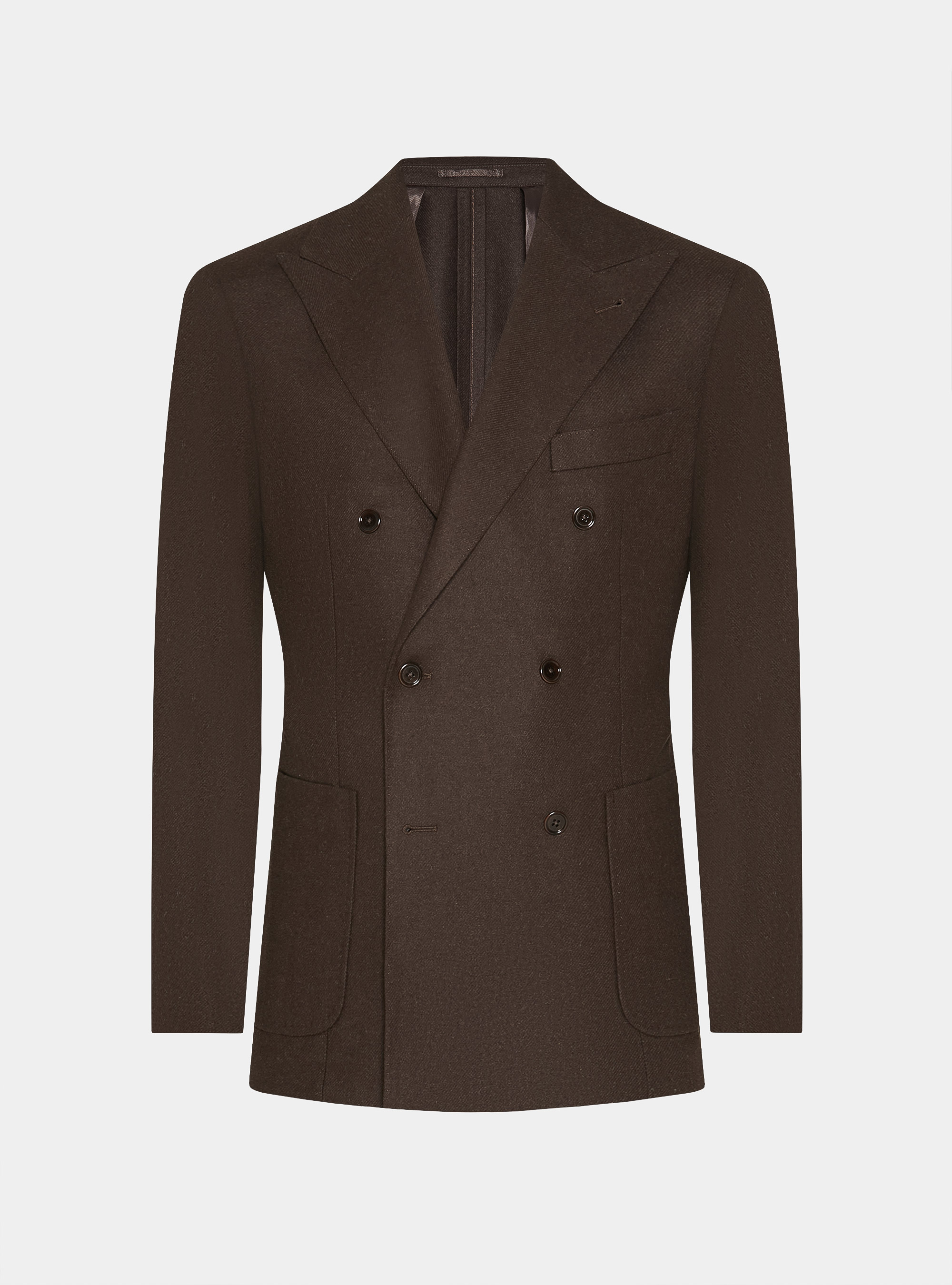 Double-breasted flannel blazer, BROWN