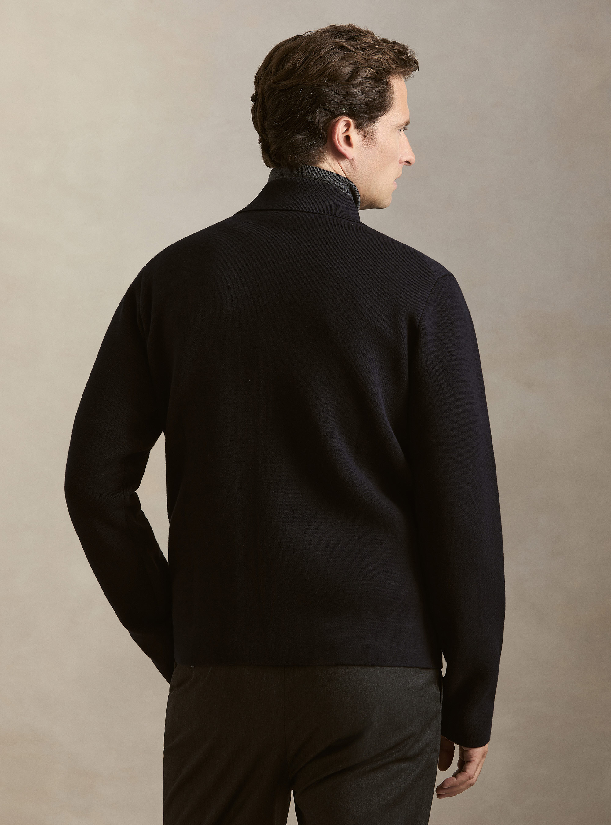 Bomber in maglia in misto cotone, BLU NAVY