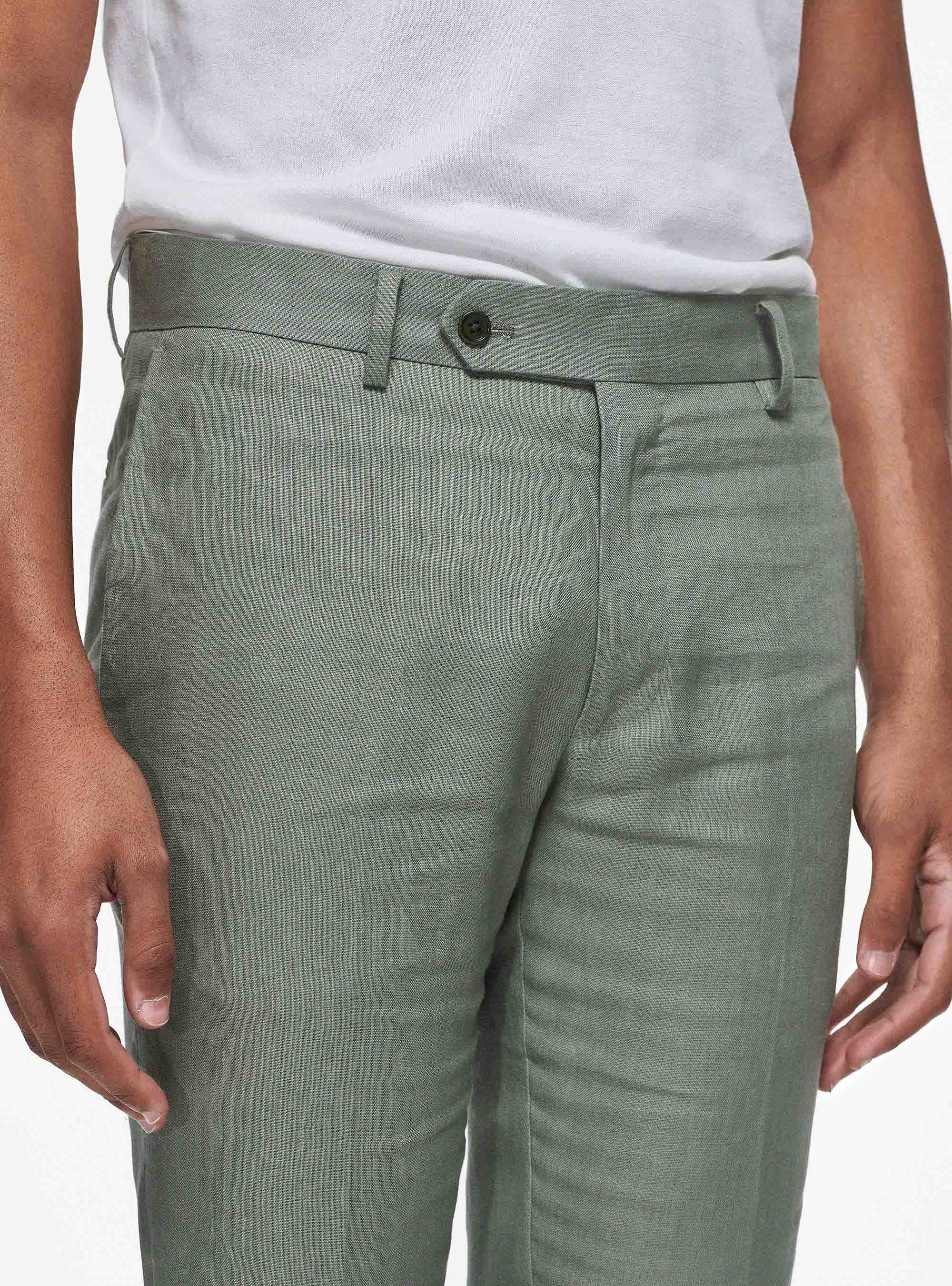 Pantaloni in puro lino, SALVIA 0602C