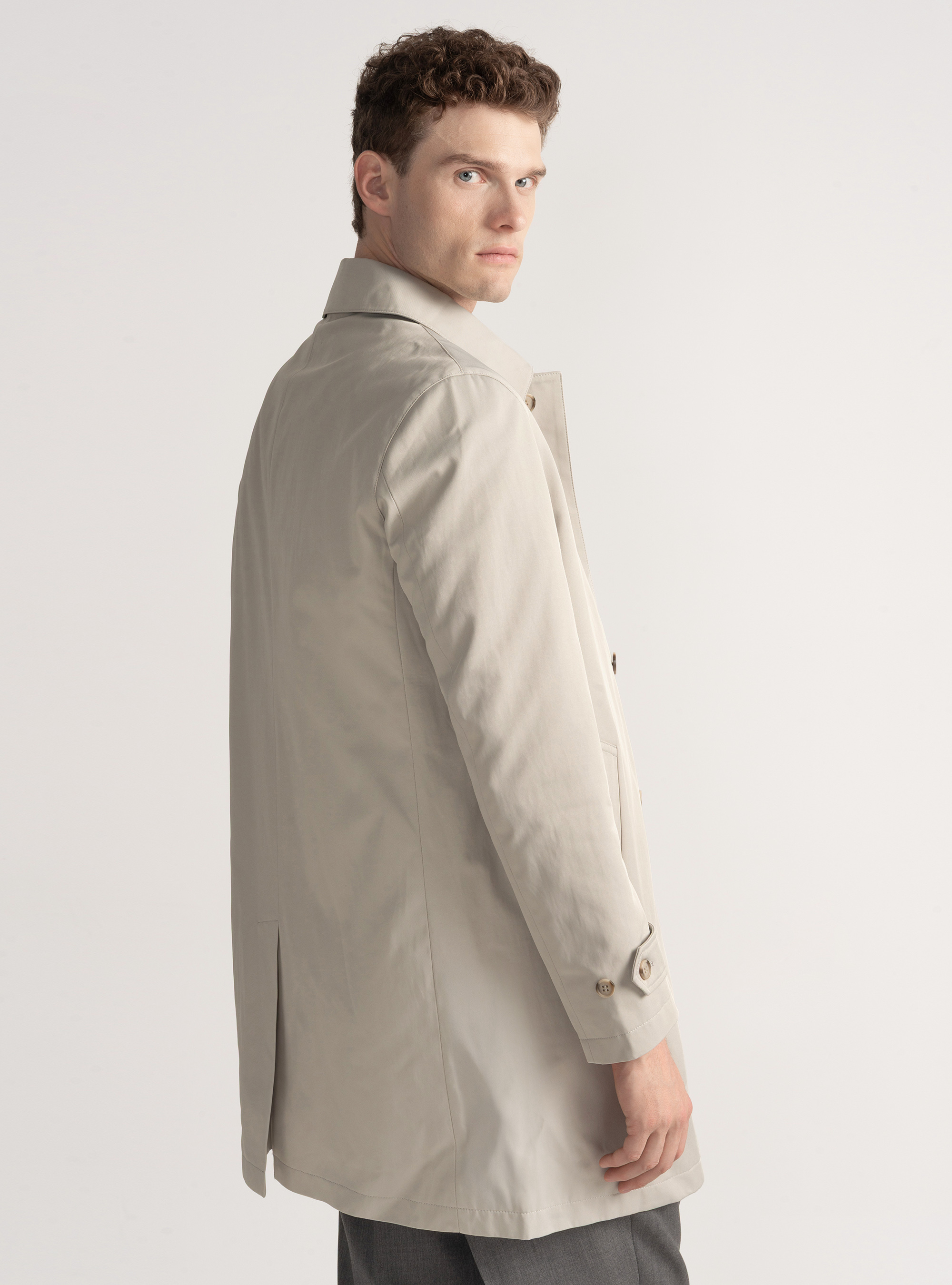 Padded technical raincoat in cotton blend, ECRU