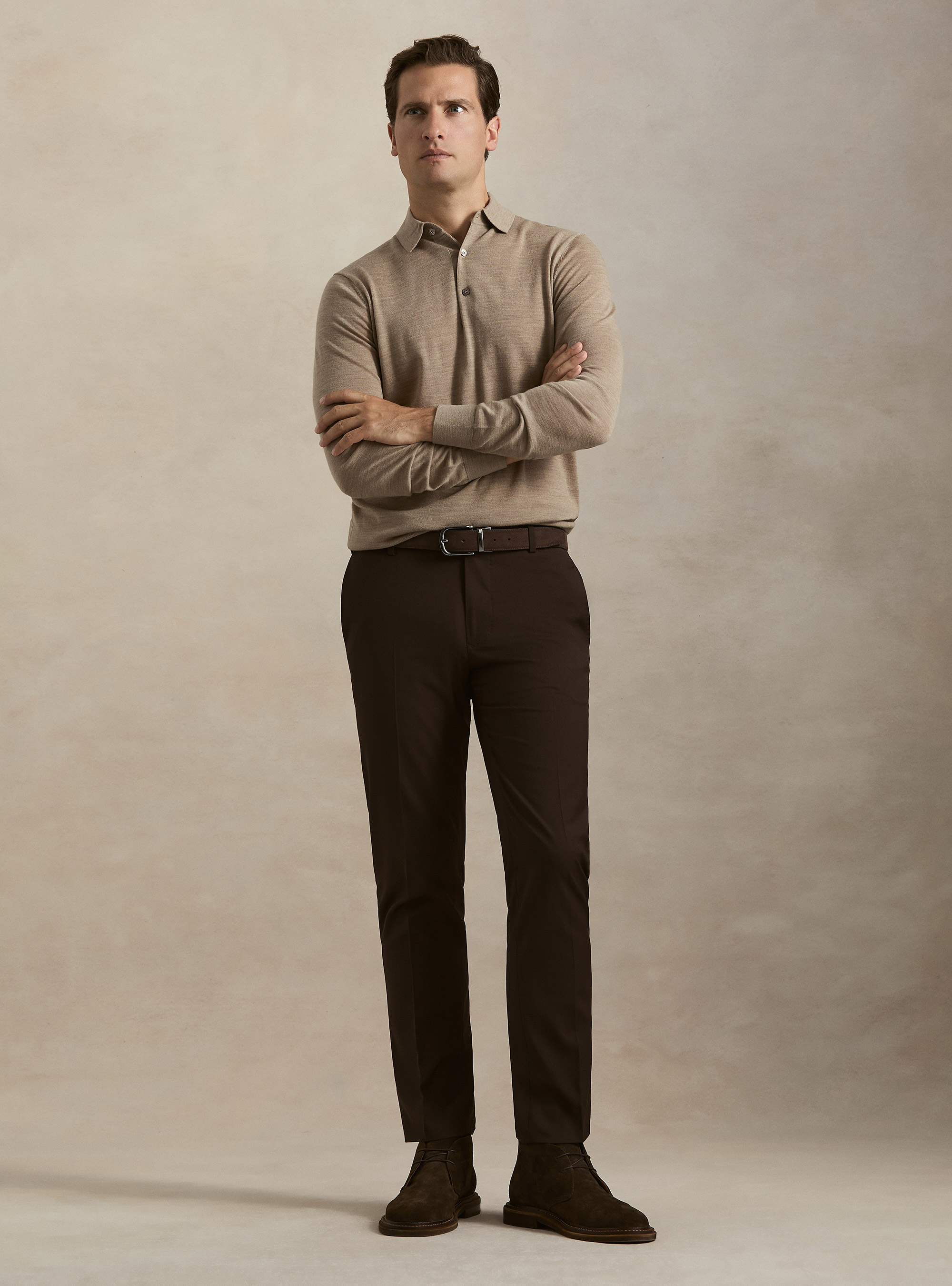 Extrafine merino wool knit polo shirt, FANGO 0555C
