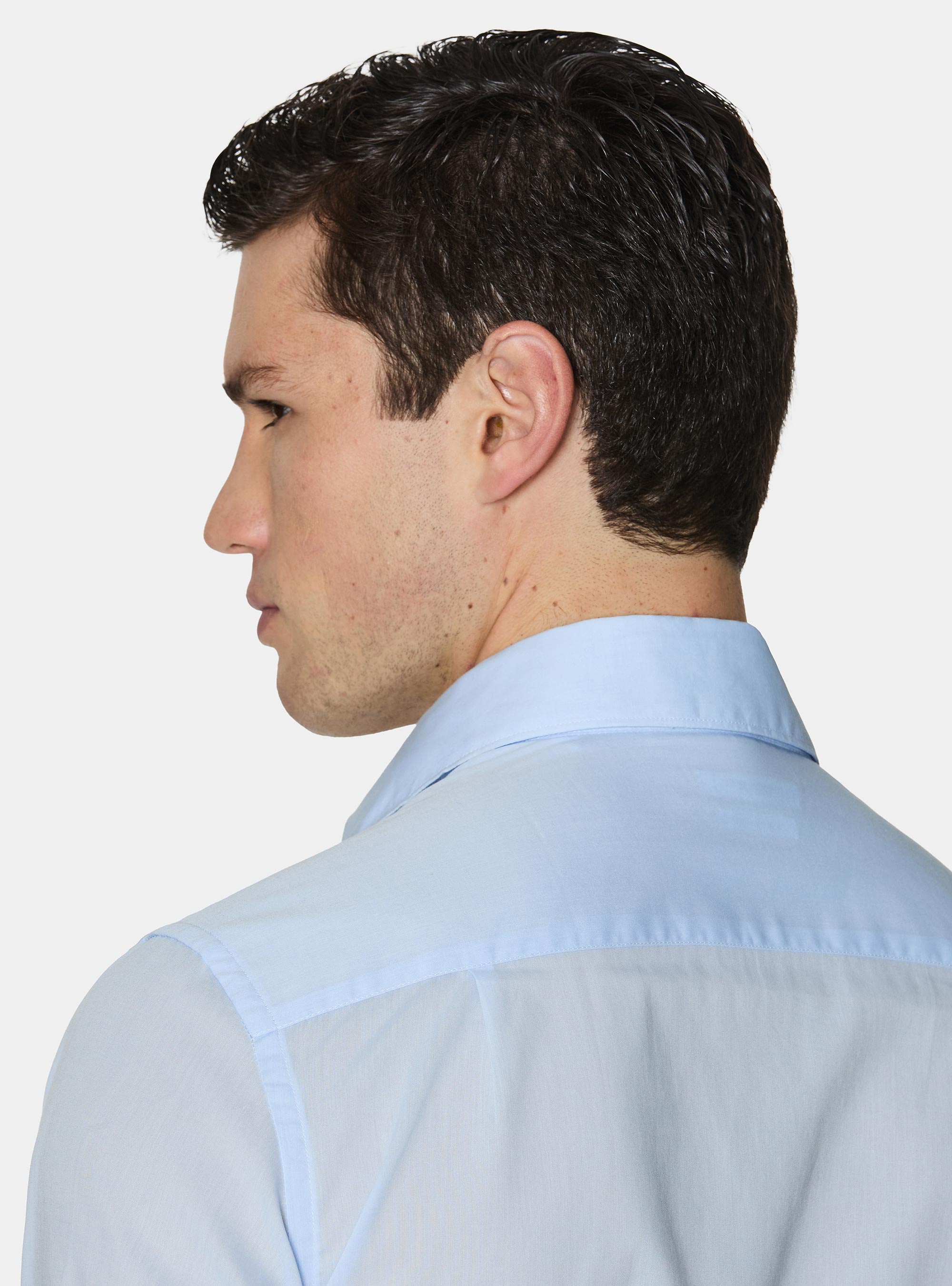 Camicia in cotone con paramontura, AZZURRO
