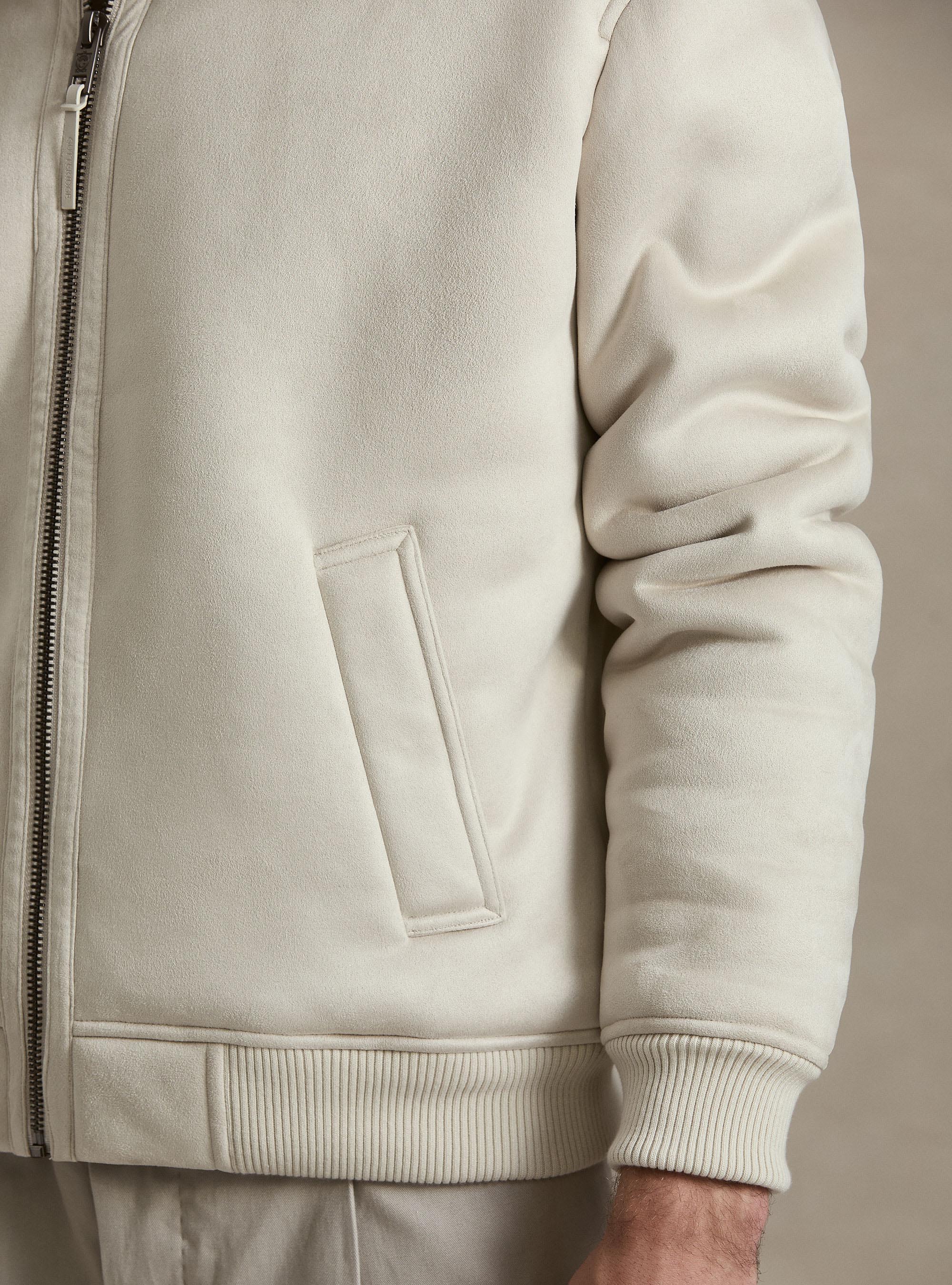 Suede-effect shearling, OFF-WHITE