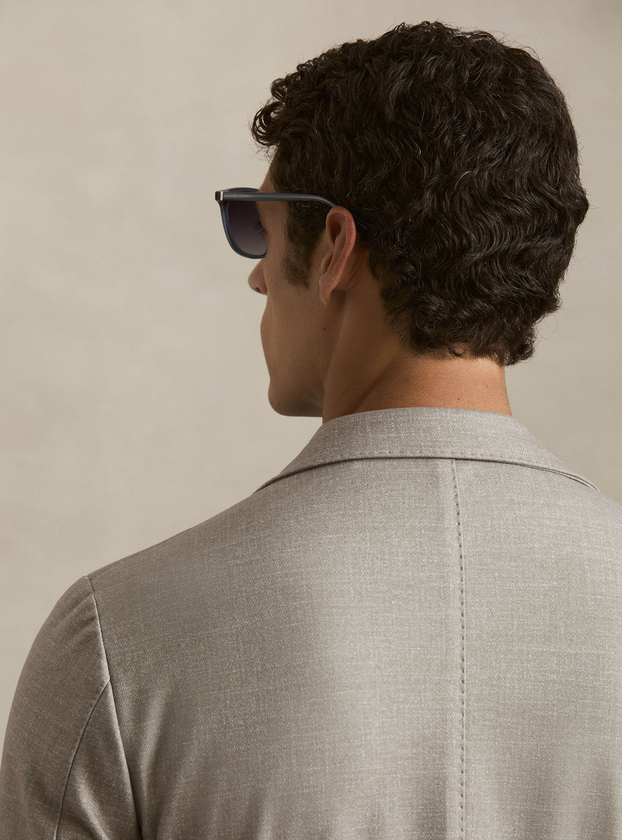 Single-Breasted Printed Wool Blazer, SAND