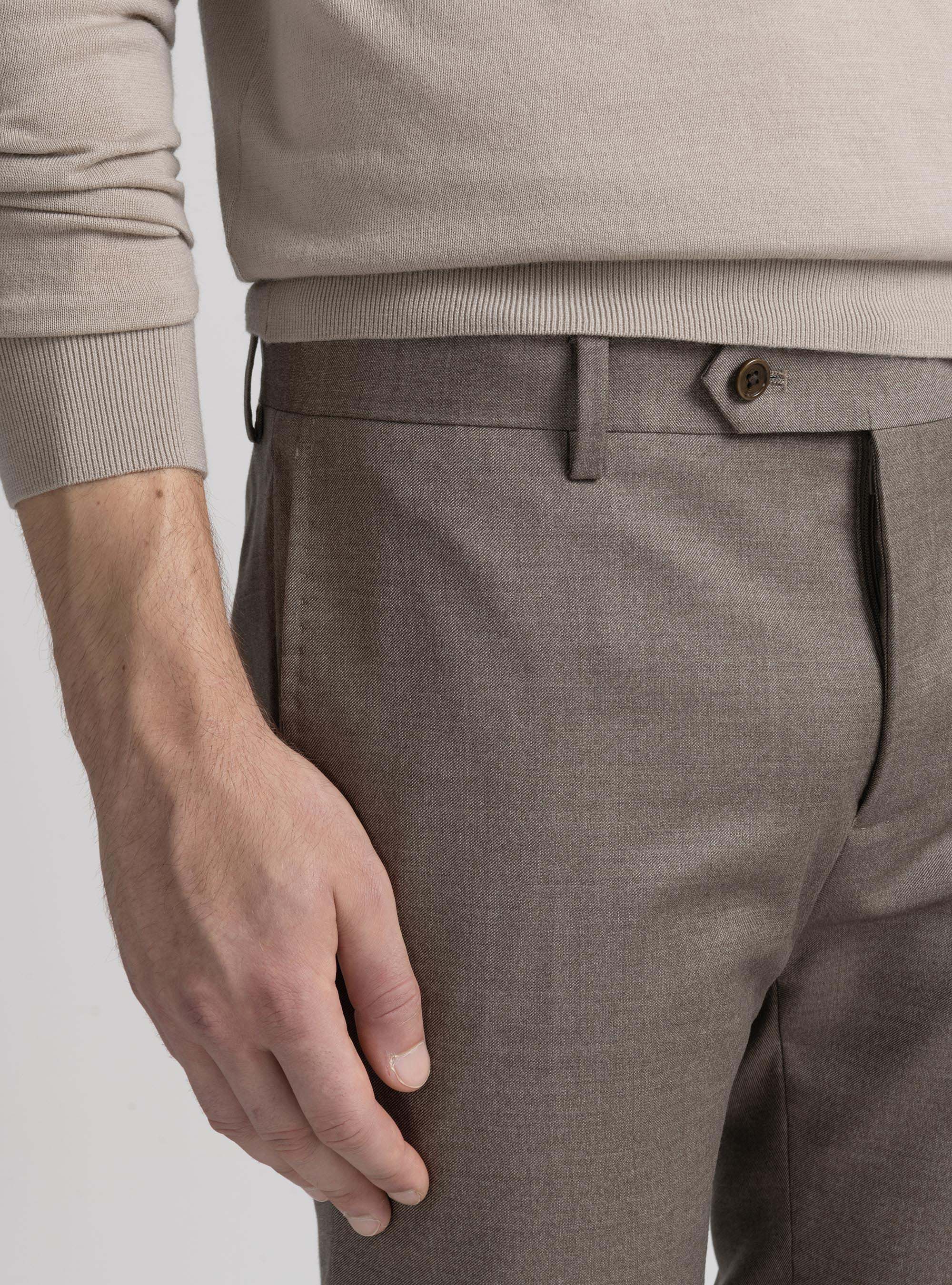 Trousers in pure 110's superfine wool, SAND