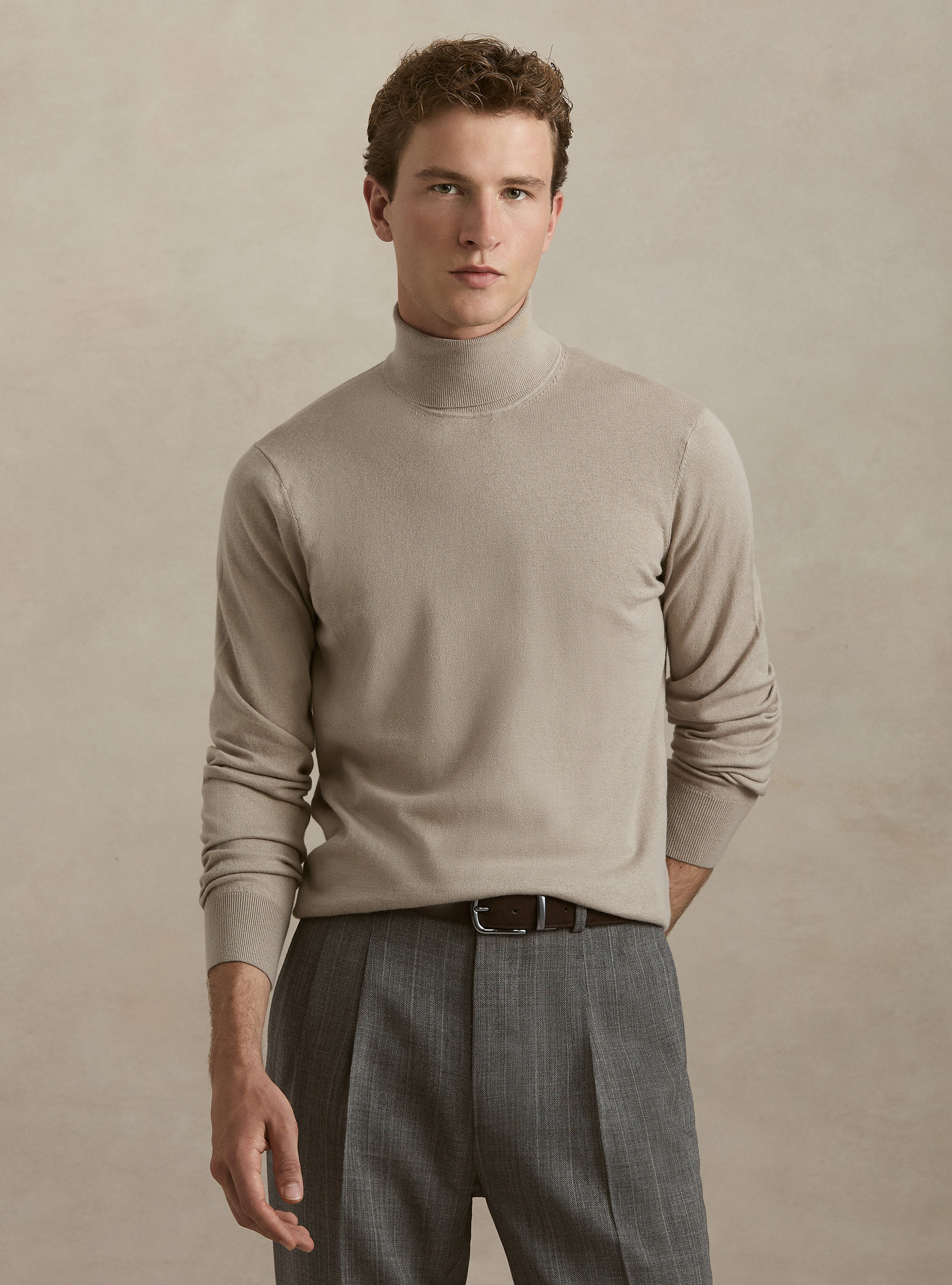Rollkragenpullover aus Baumwolle und Kaschmir, SABBIA 0561C
