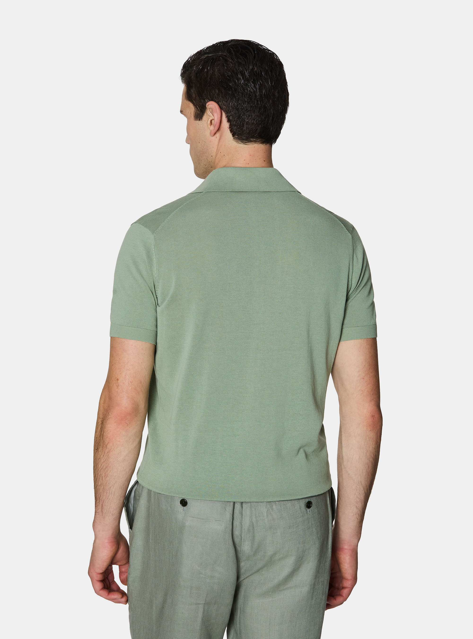 Extra-fine cotton knit polo shirt, SALVIA 0602C