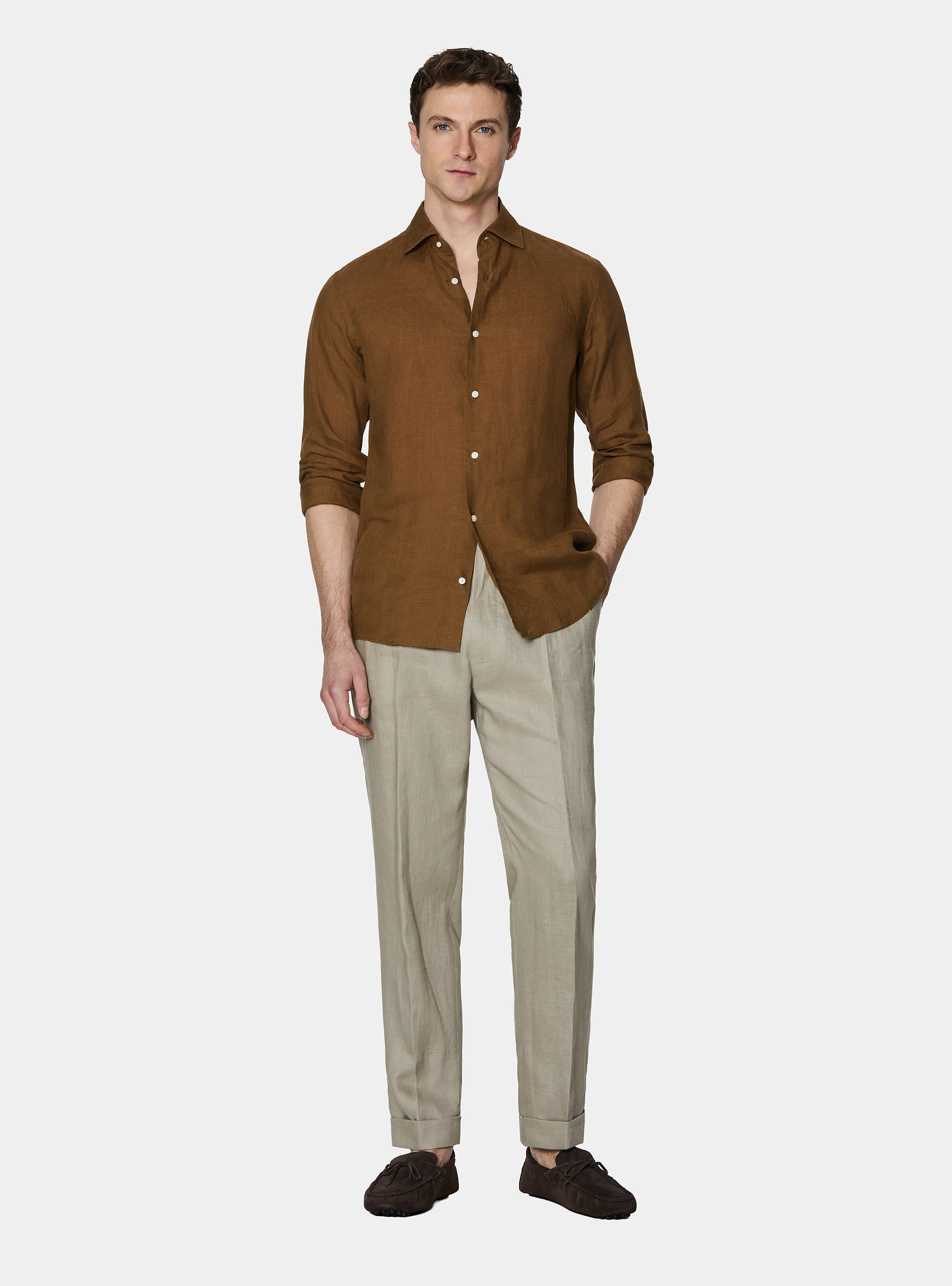 Camisa de lino puro, MULTICOLORE
