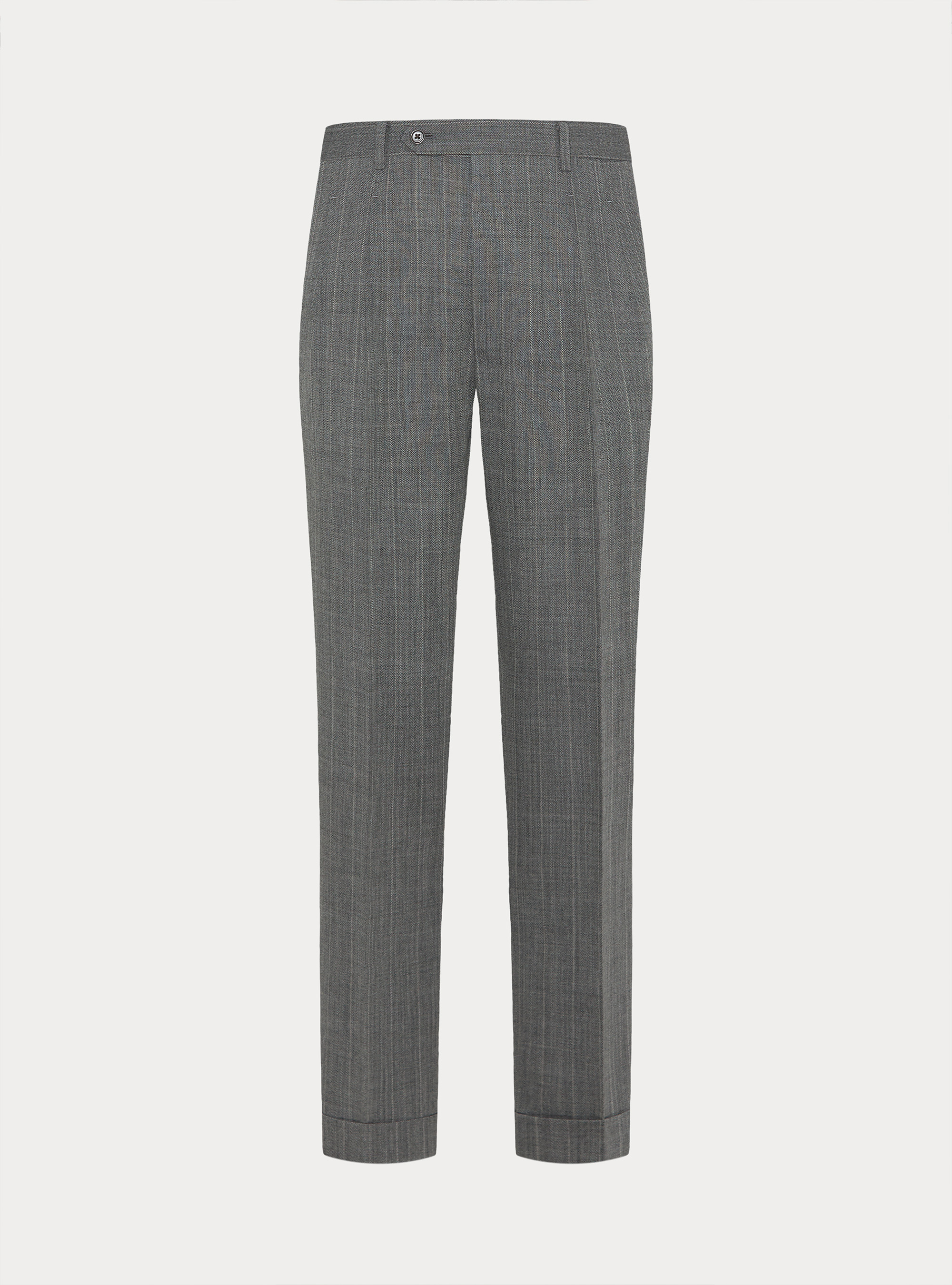 Herringbone pure wool pleated trousers, GRIGIO MED MEL 0123C