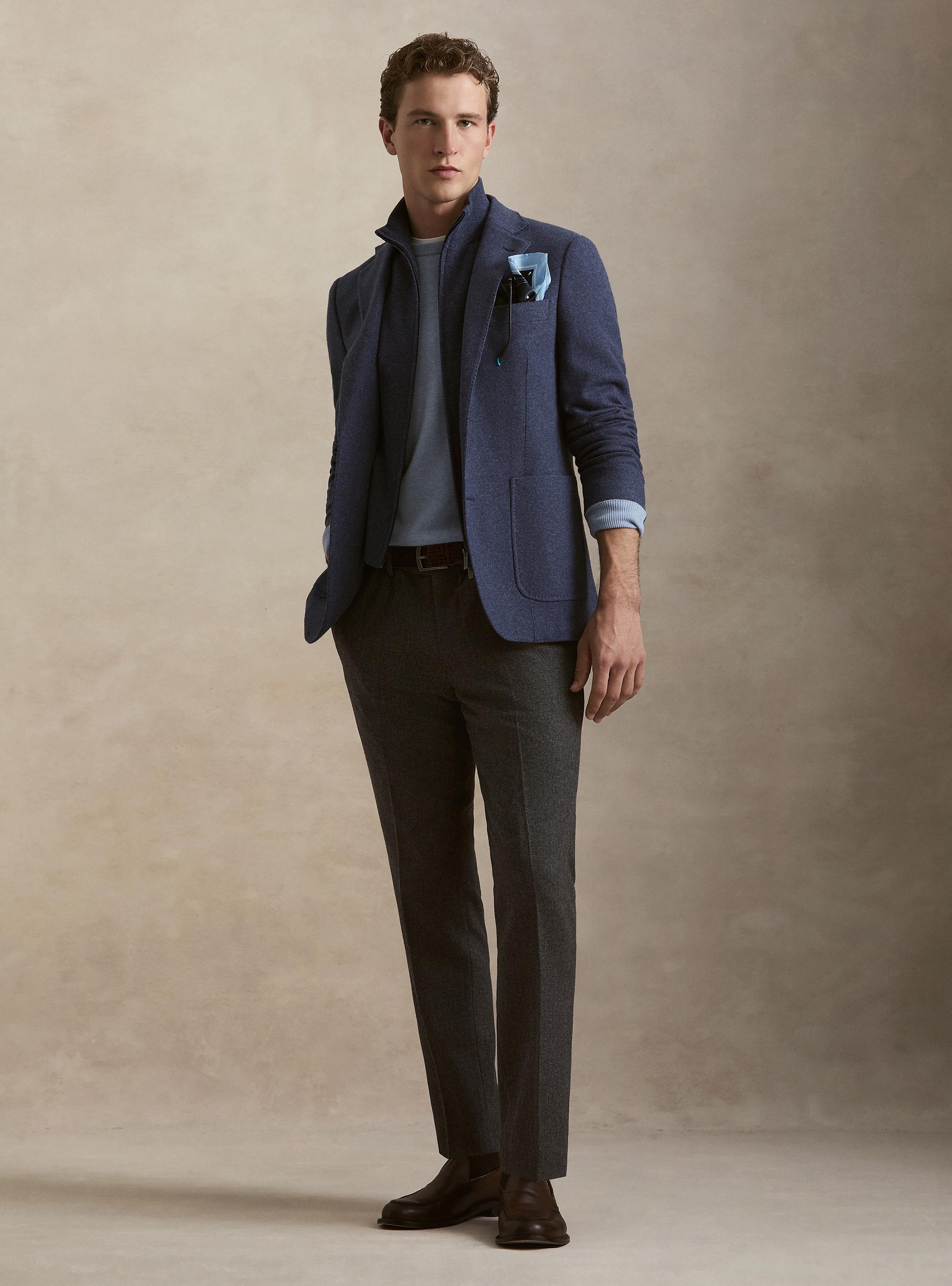 Giacca in jersey melange con pettorina, 0243C DENIM