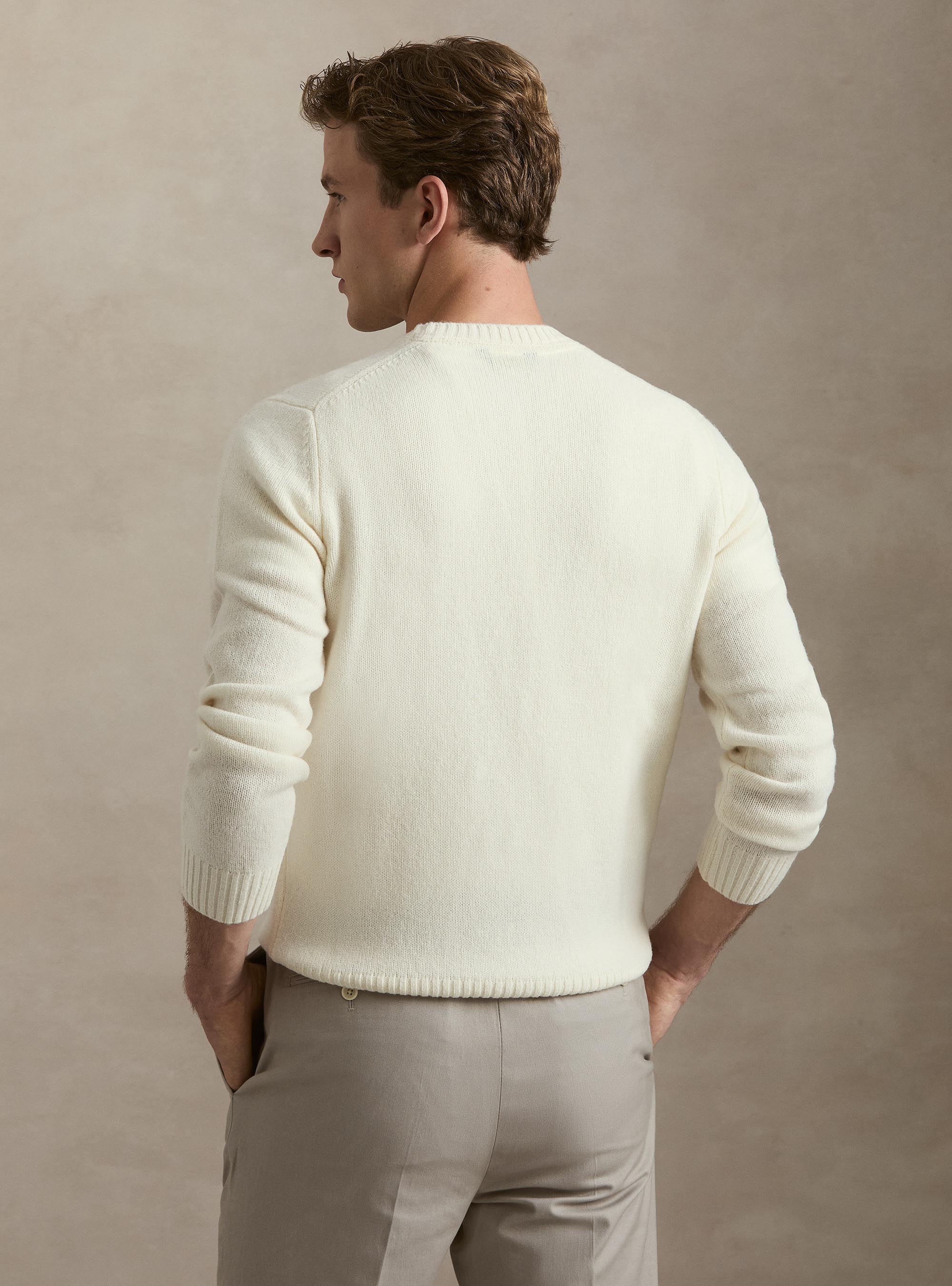 Rundhalspullover aus reiner Shetlandwolle, BIANCO 0099C