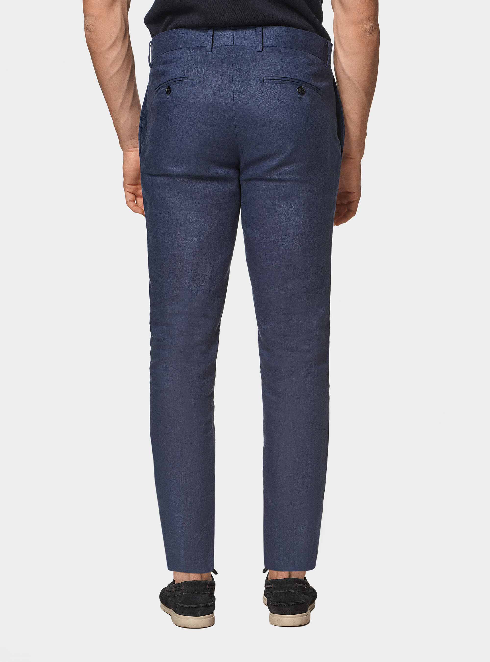 Pure linen suit trousers, BLUE