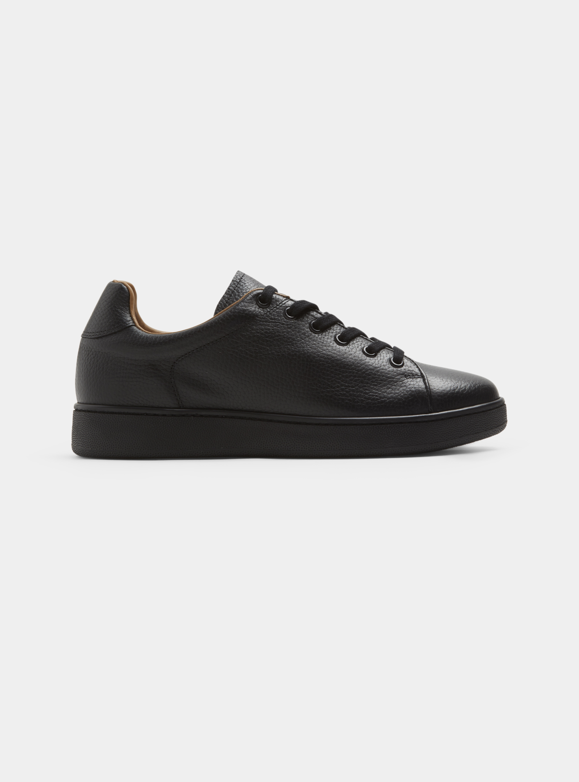 Grained leather trainers, BLACK