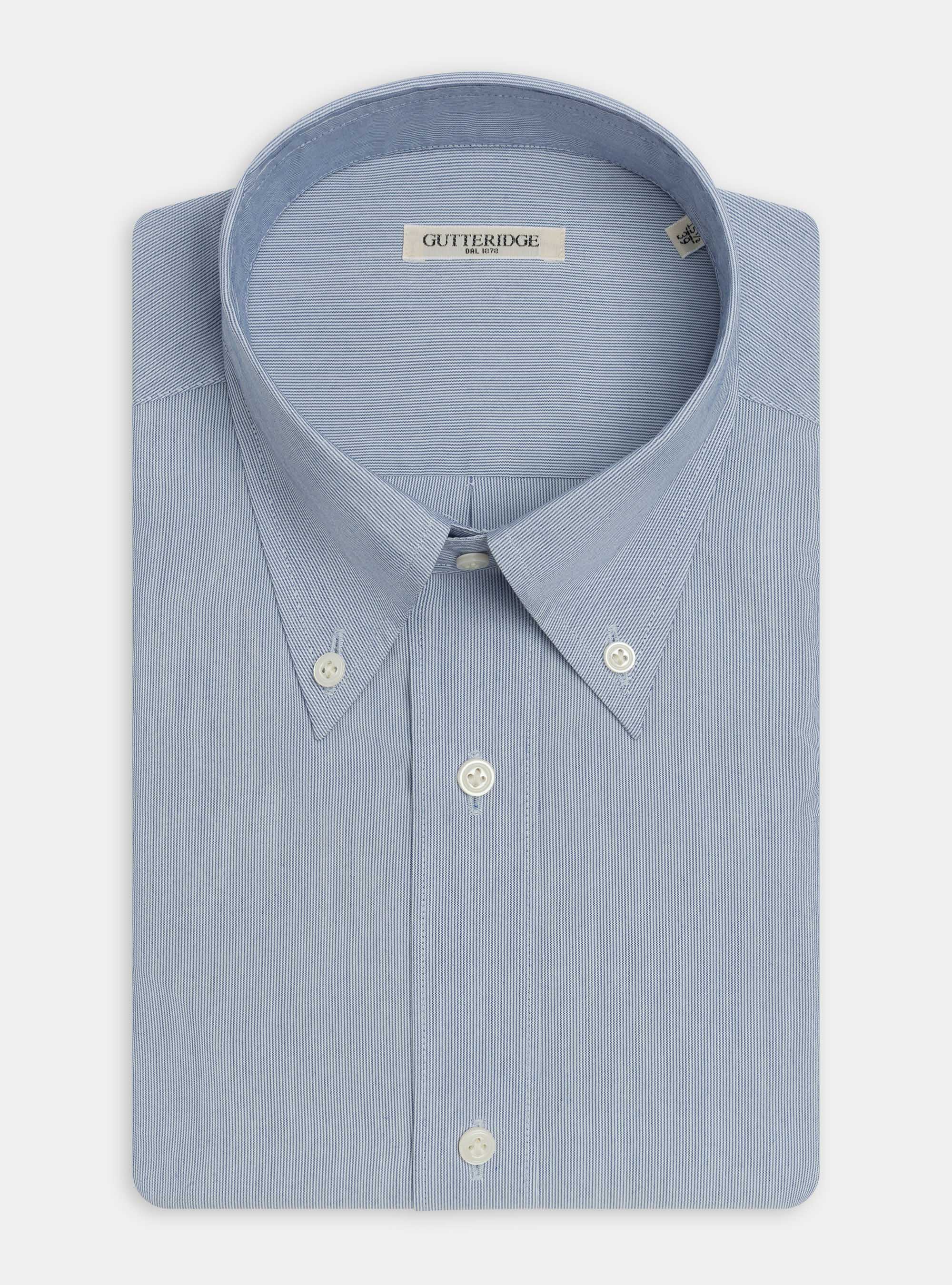 Camicia collo button down in misto cotone, BLU