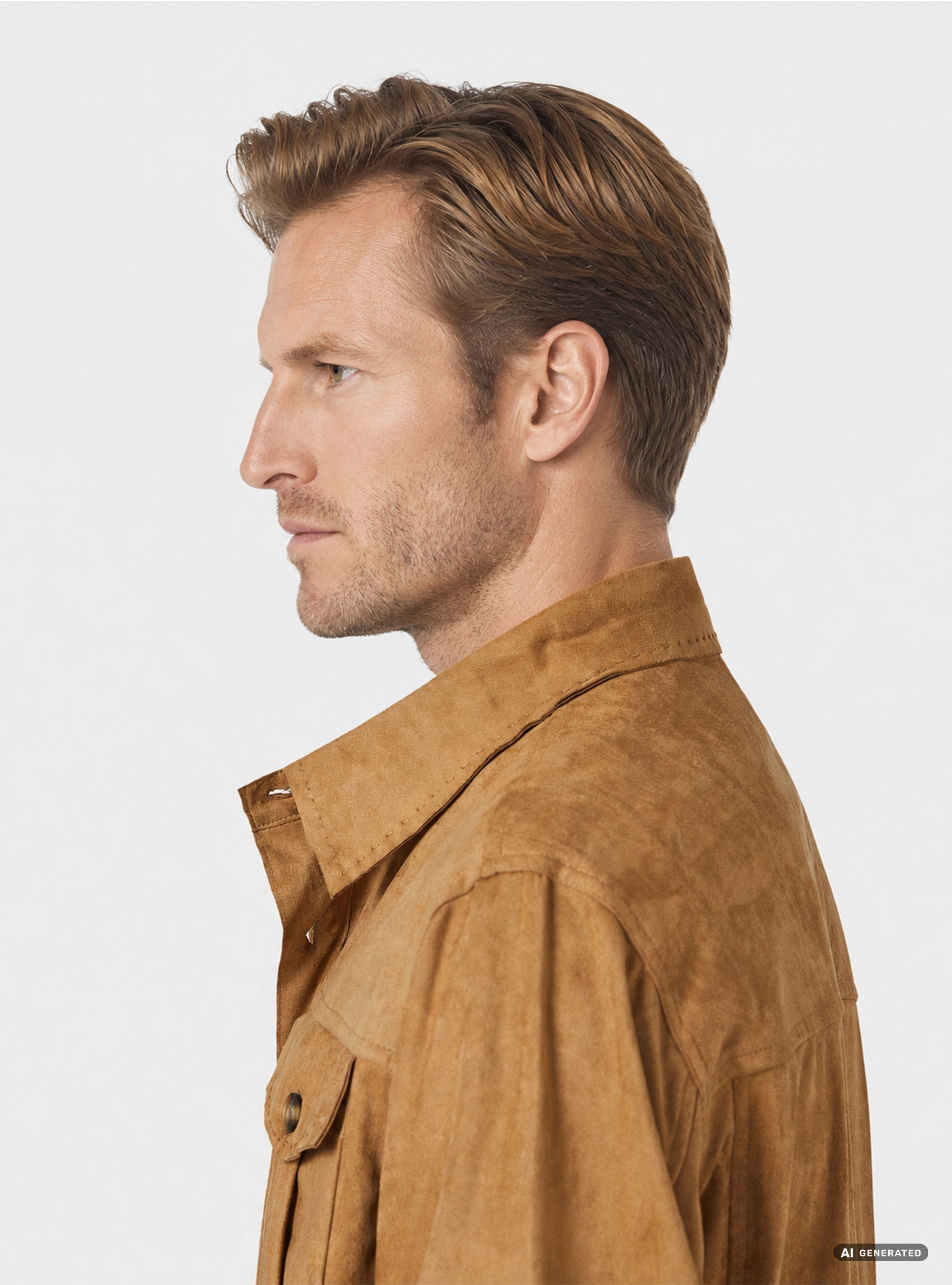 Giacca camicia effetto scamosciato, MARRONE