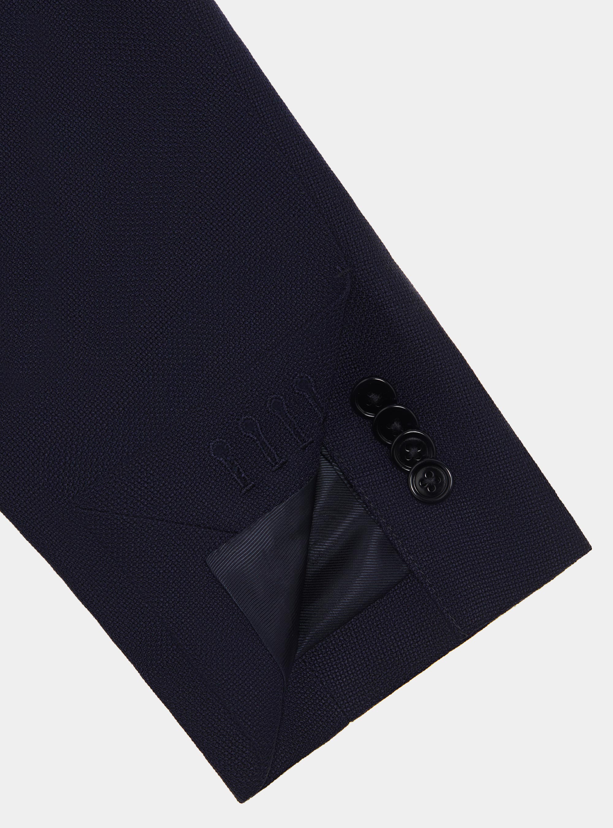 Micro-textured pure wool blazer, NAVY BLUE