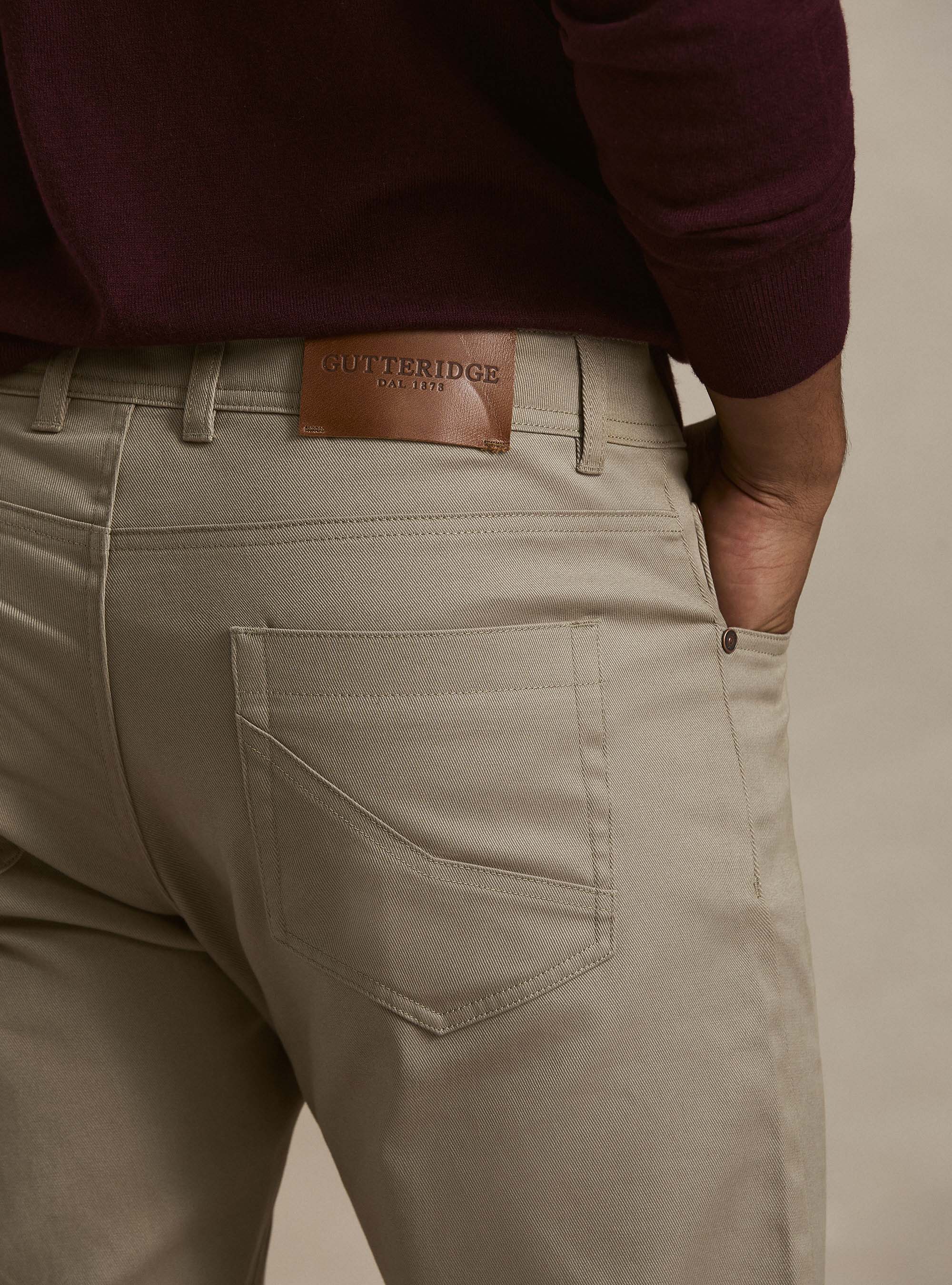 Pantalones 5 bolsillos de mezcla de algod&oacute;n labrado, FANGO 0568C