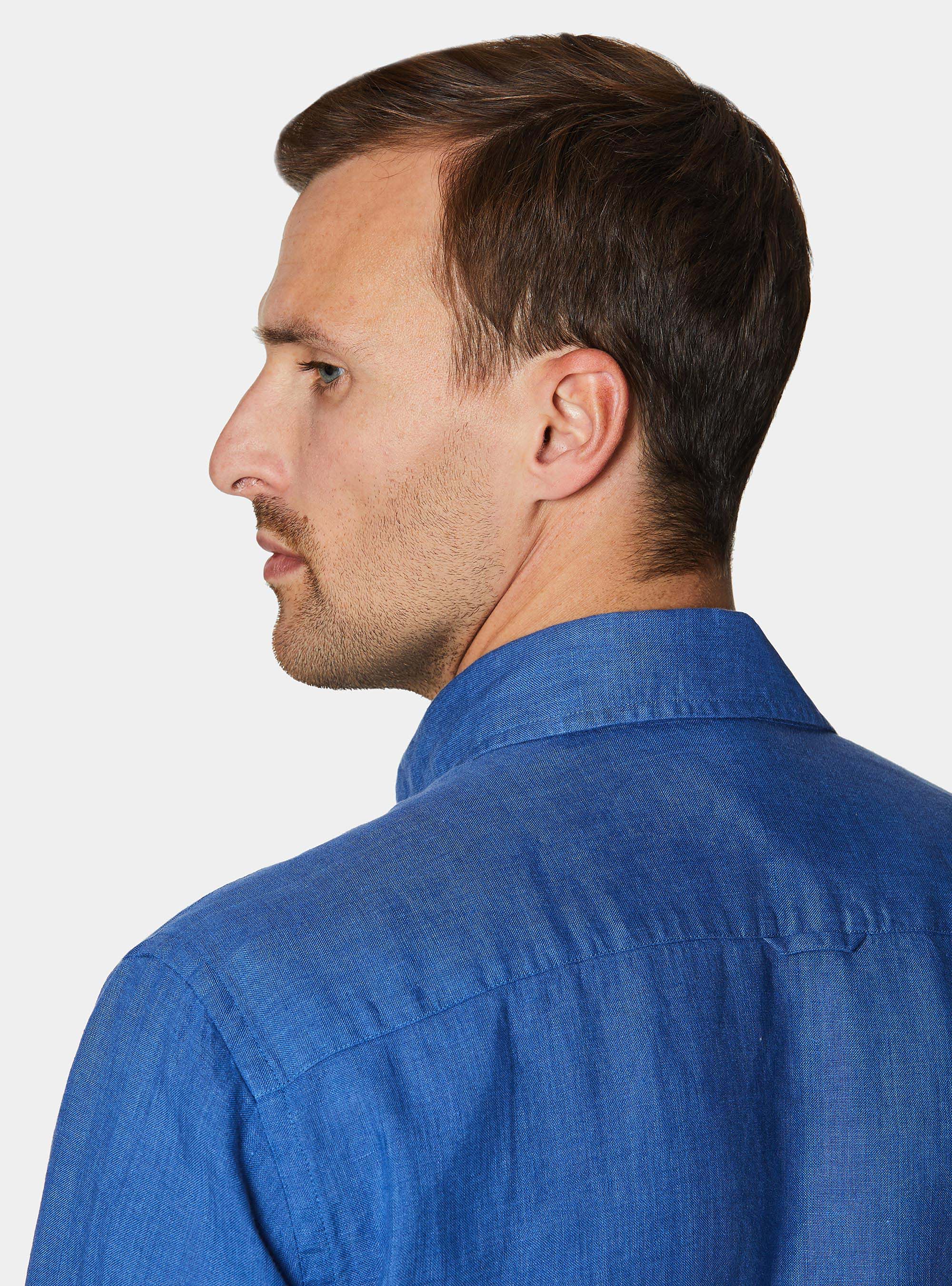 Camicia in puro lino, BLU