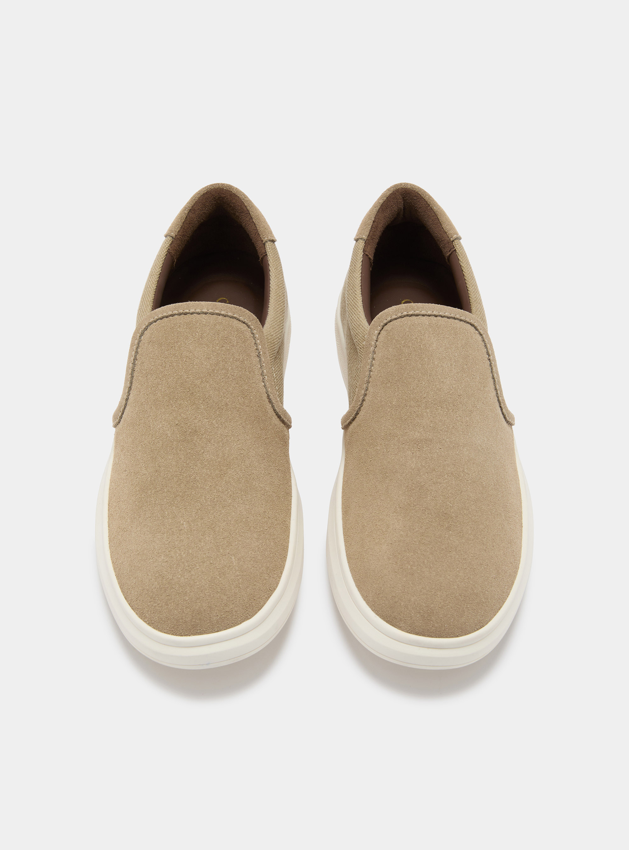 Suede and canvas slip-on, ECRU