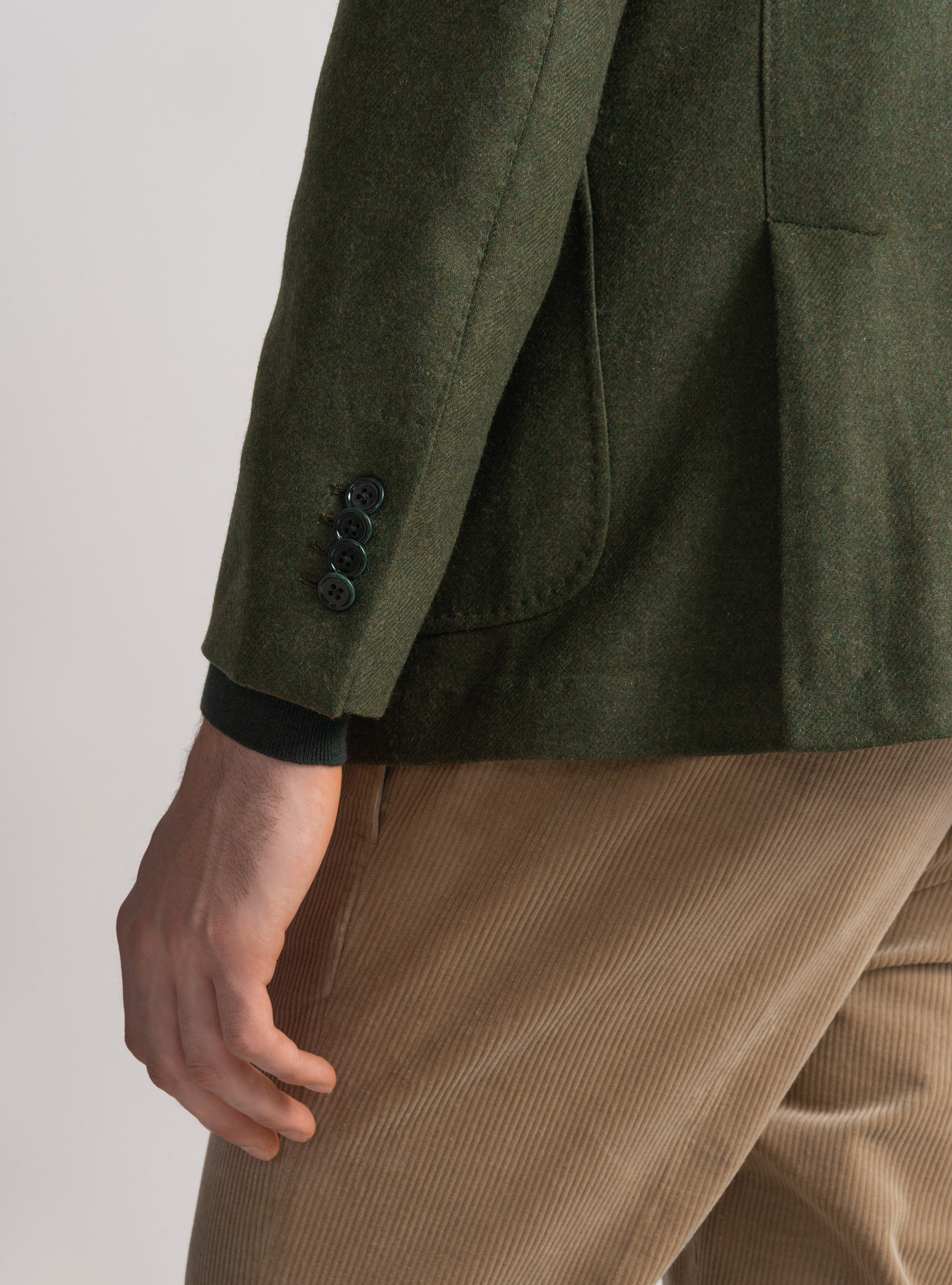 Double-breasted flannel blazer, GREEN