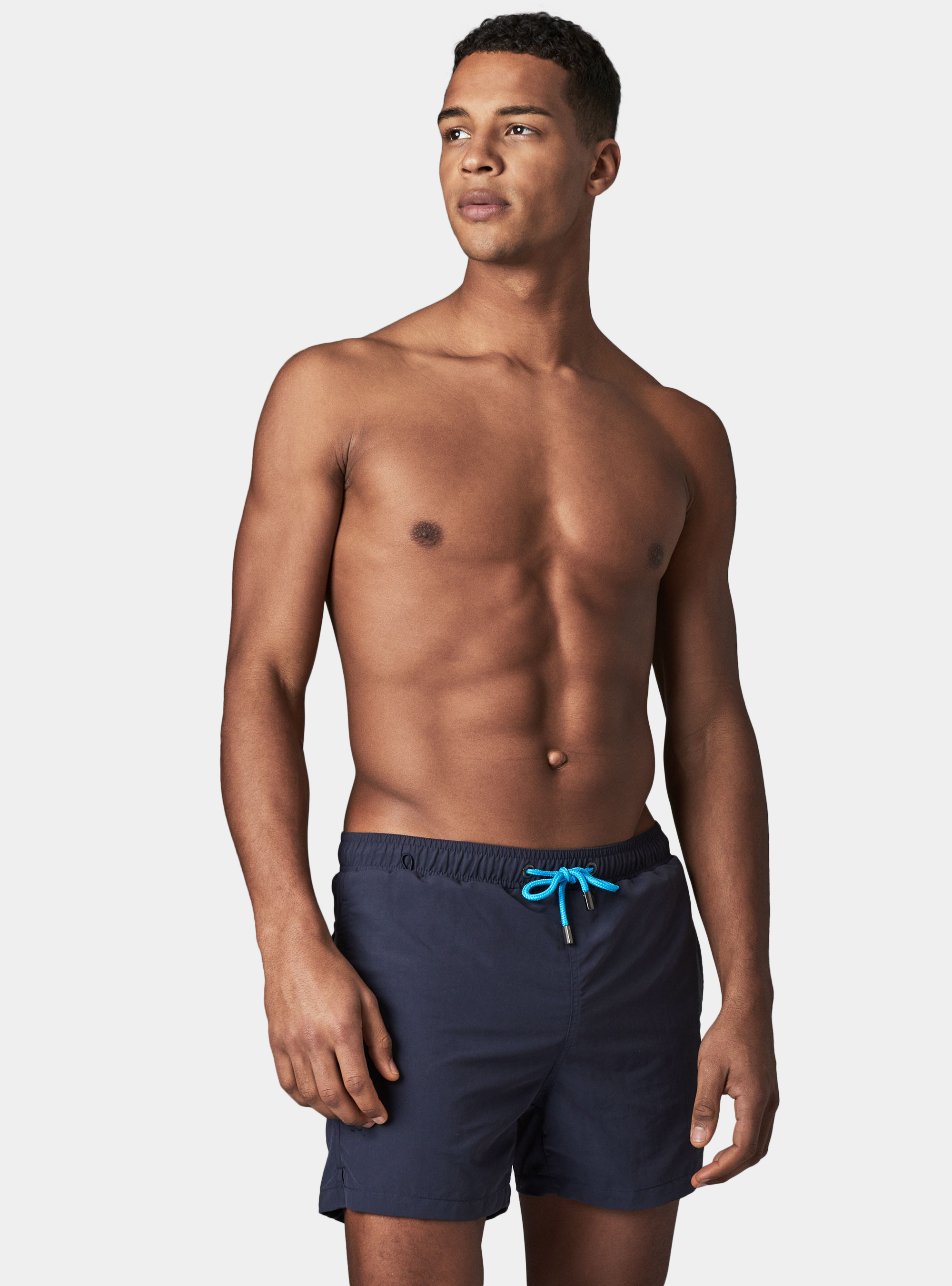 Einfarbige Basic-Badeshorts, NAVY 0218C