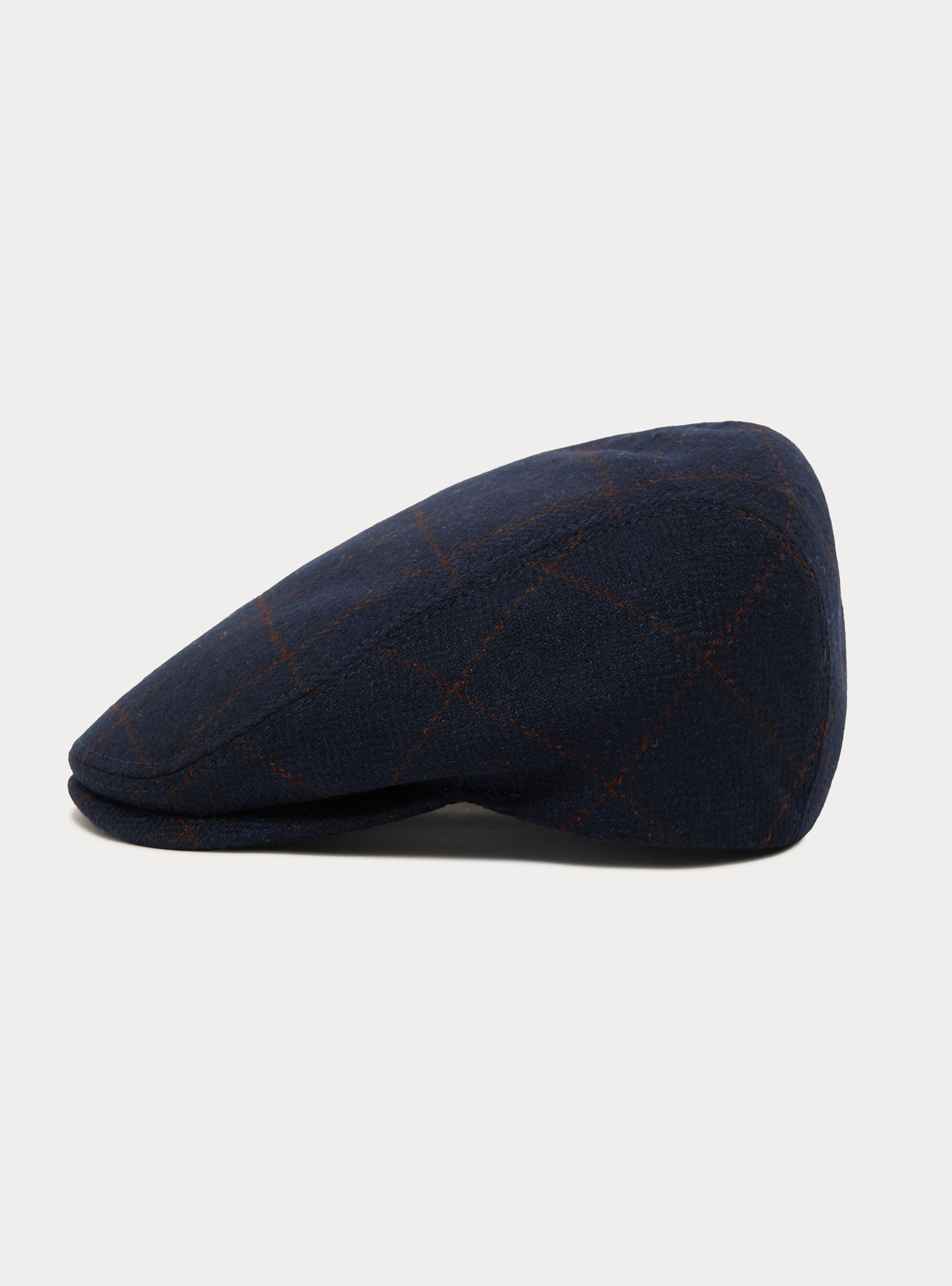 Checked wool-cashmere flat cap by Lanificio di Pray, NAVY BLUE