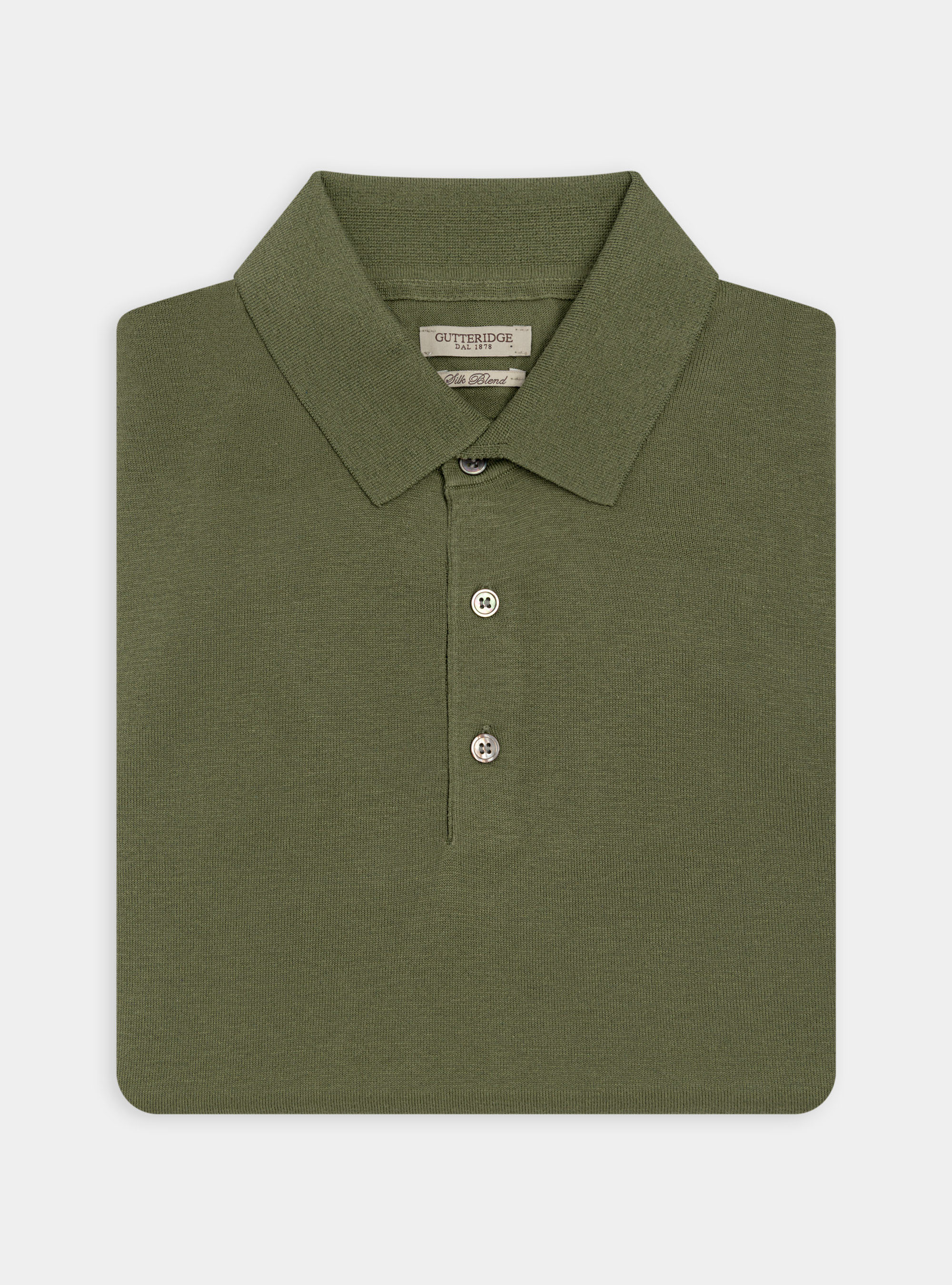 Polo de seda y algod&oacute;n, VERDE OLIVA