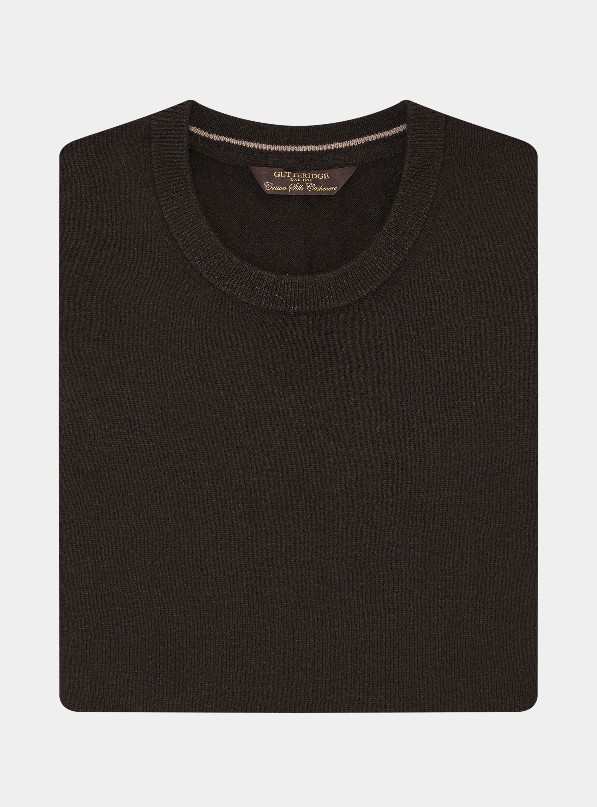 Cotton, silk and cashmere blend crewneck sweater, BROWN