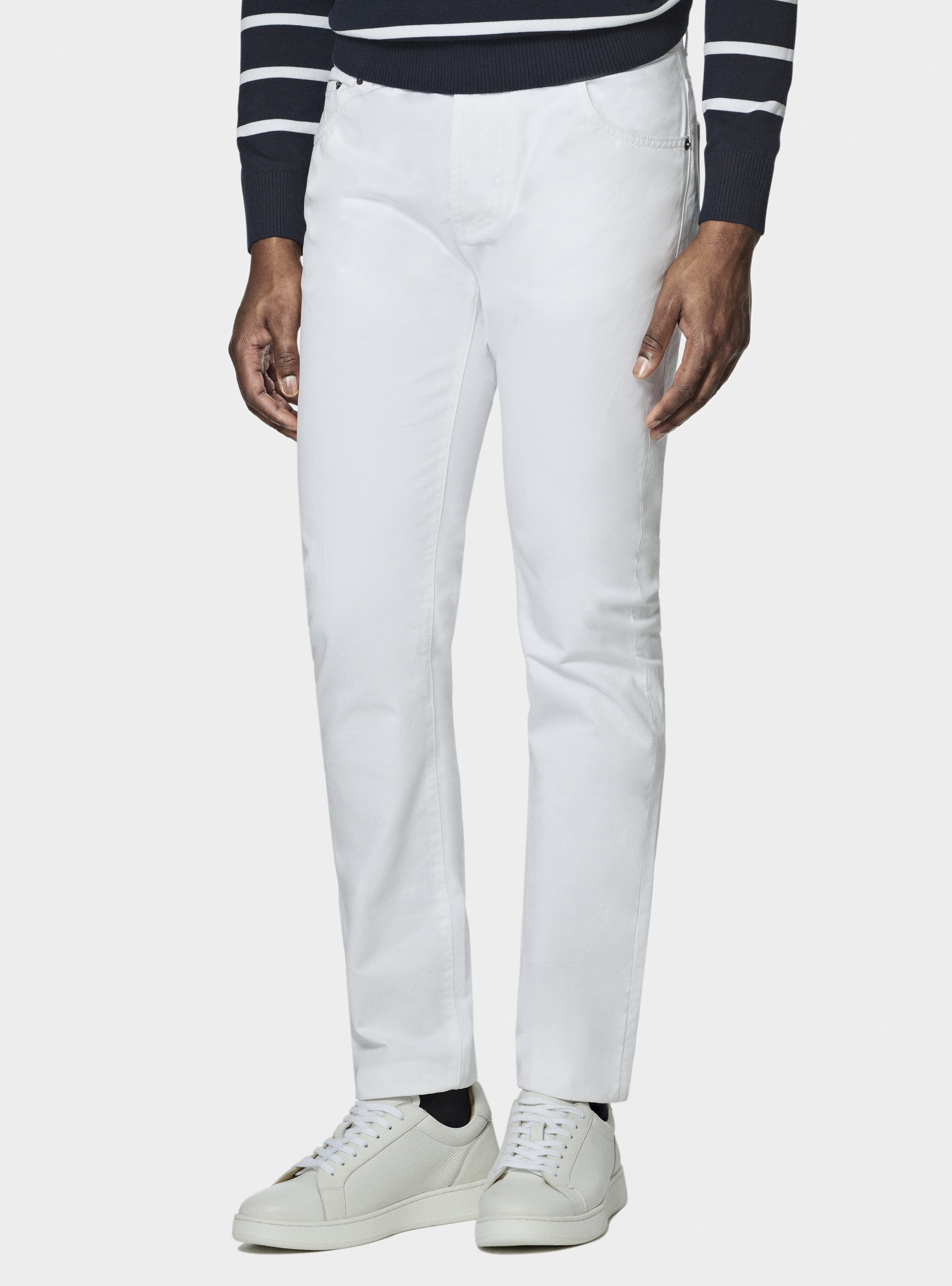 Cotton twill 5-pocket trousers, WHITE