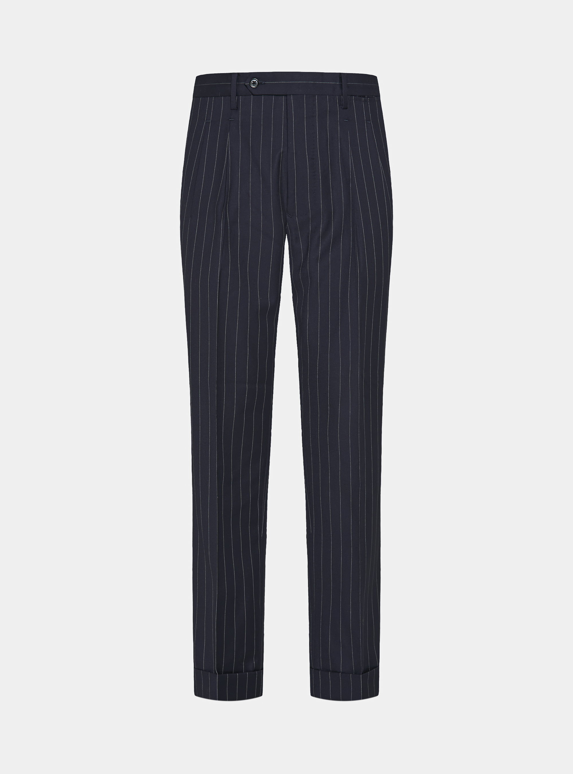 Pantalones de traje de raya diplom&aacute;tica con pinzas en pura lana Vitale Barberis Canonico, AZUL MARINO