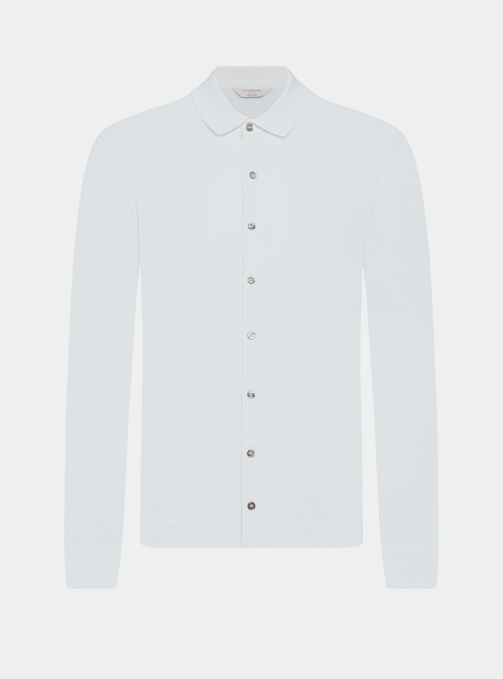 Polo de punto de algod&oacute;n y seda, BLANCO