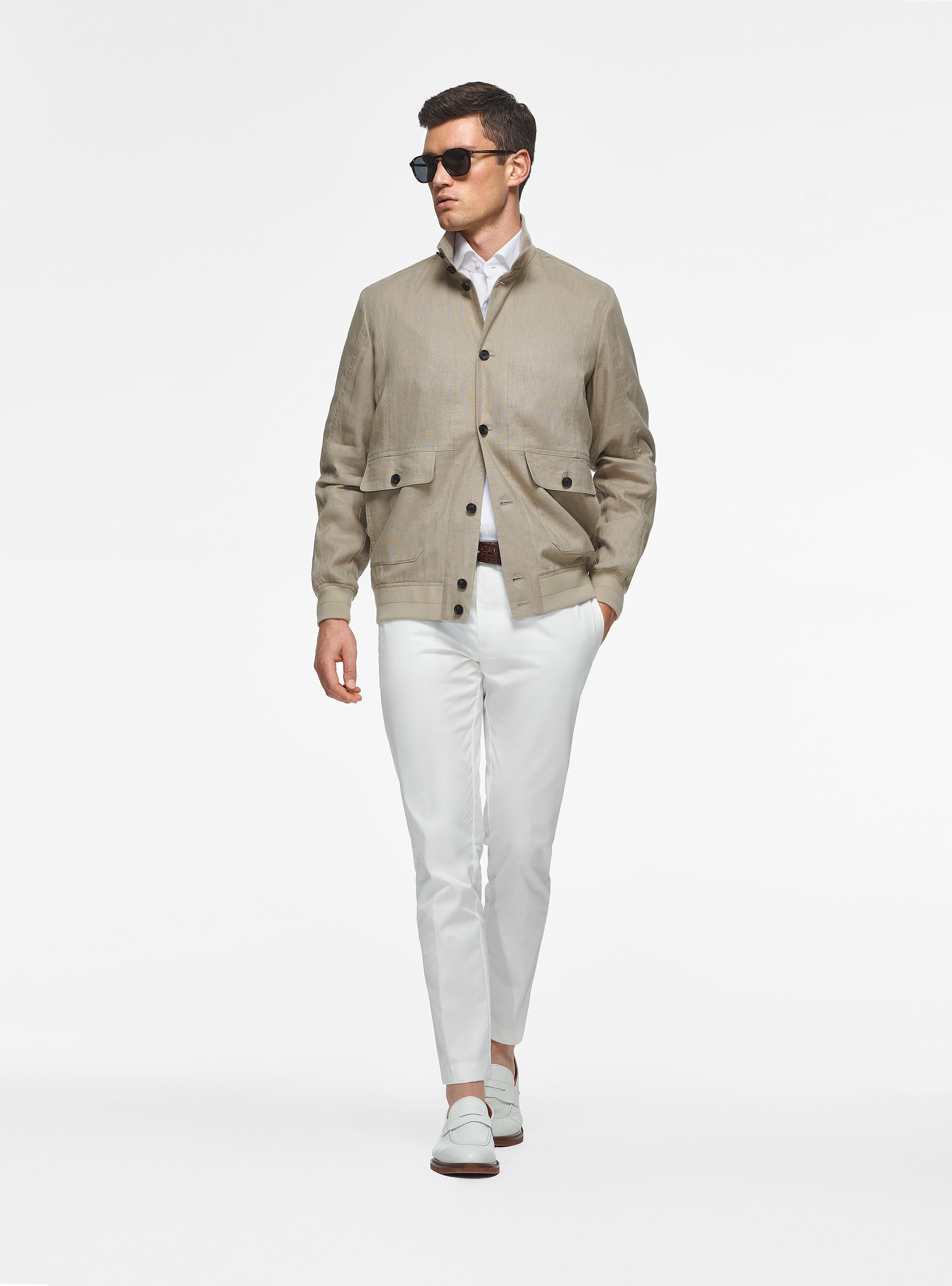 Chaqueta bomber de lino puro, BARRO