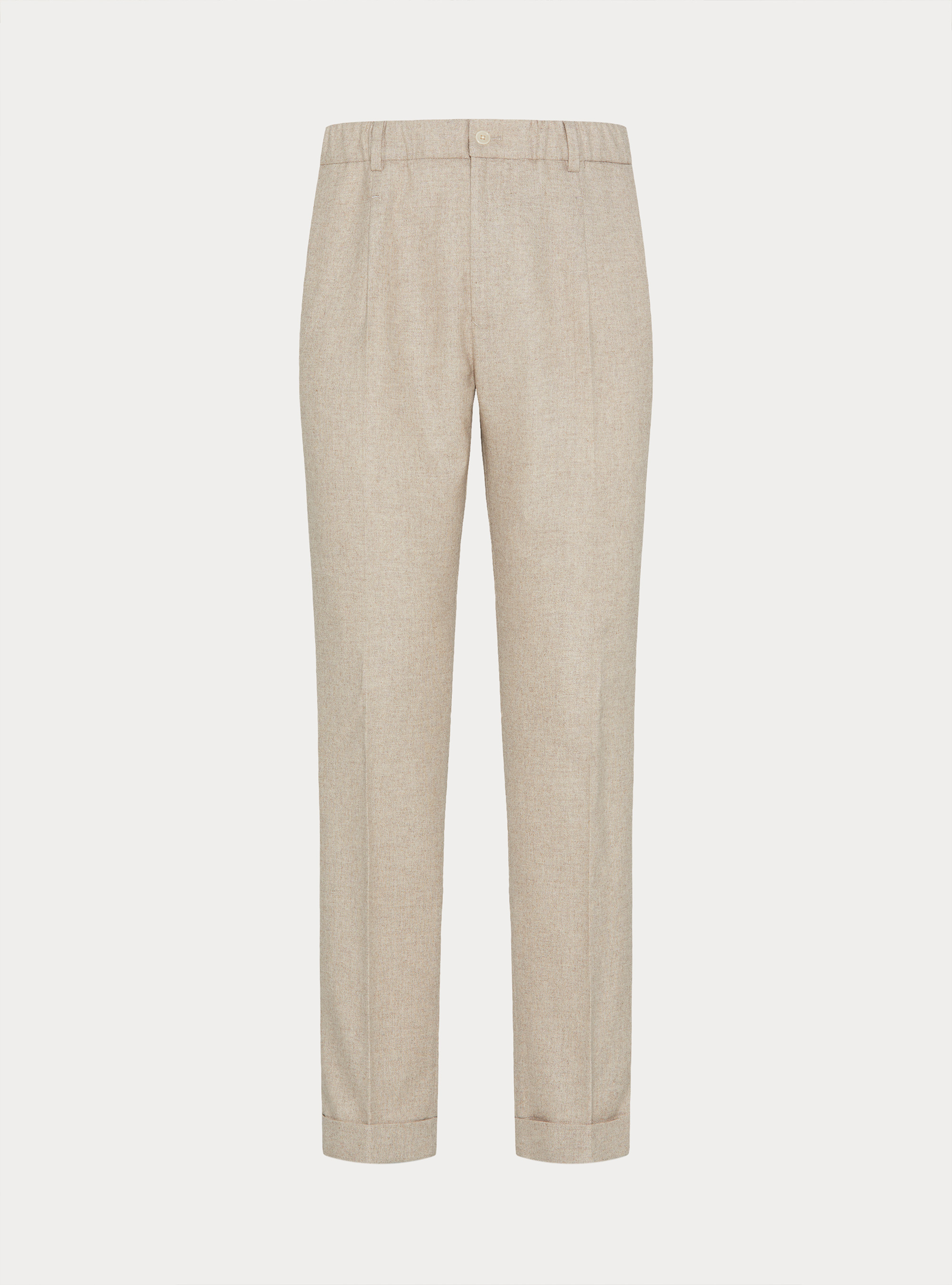 Lightweight wool blend drawstring trousers, ECRU