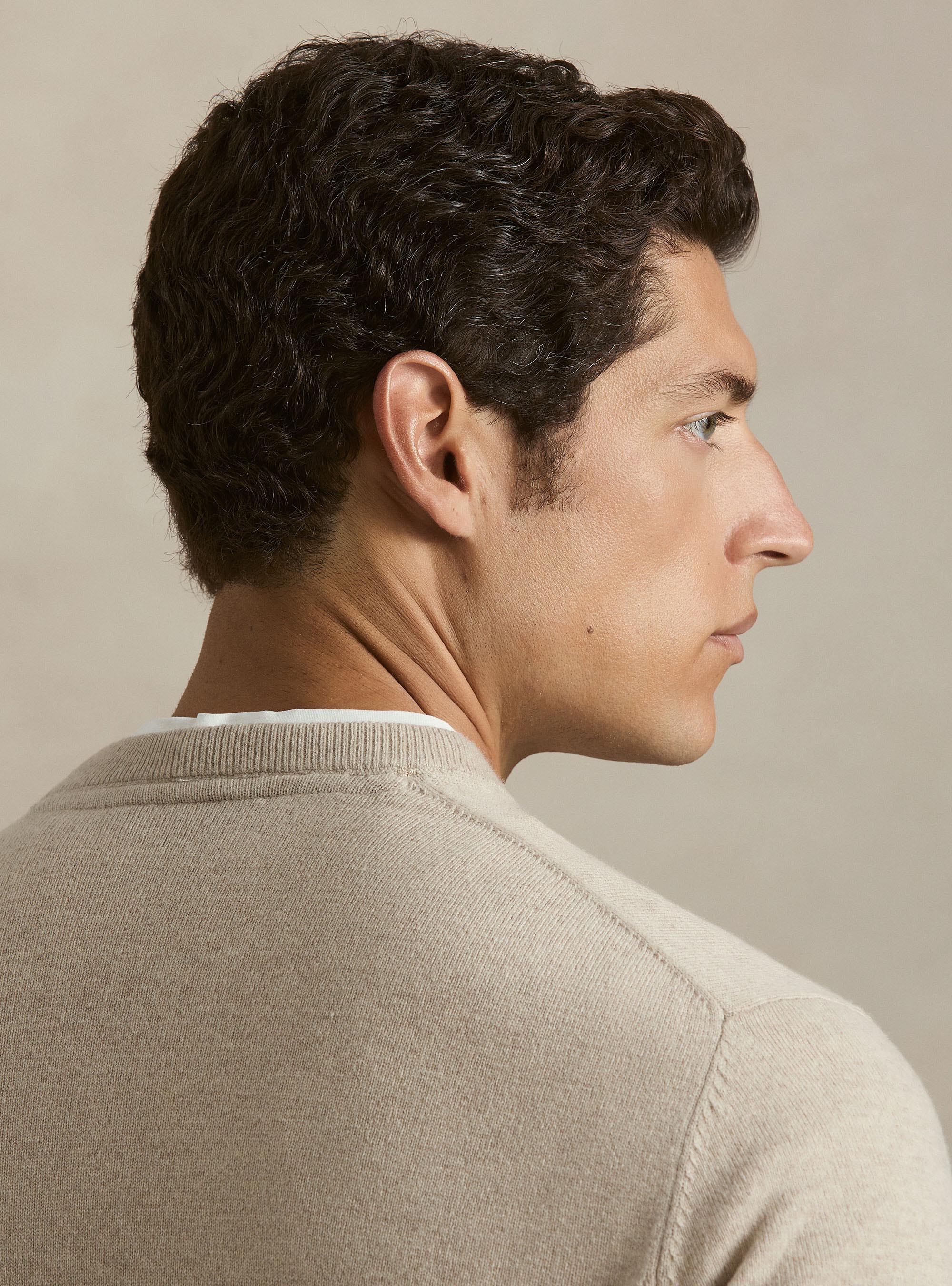 Pull col rond en lambswool et cachemire, &Atilde; CRU
