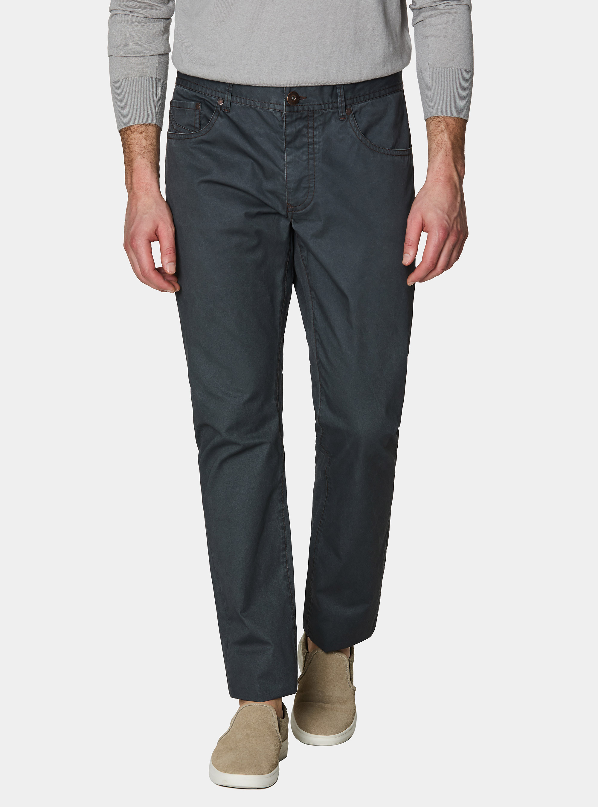 Pantalones slim fit de algod&oacute;n, GRIS MARENGO