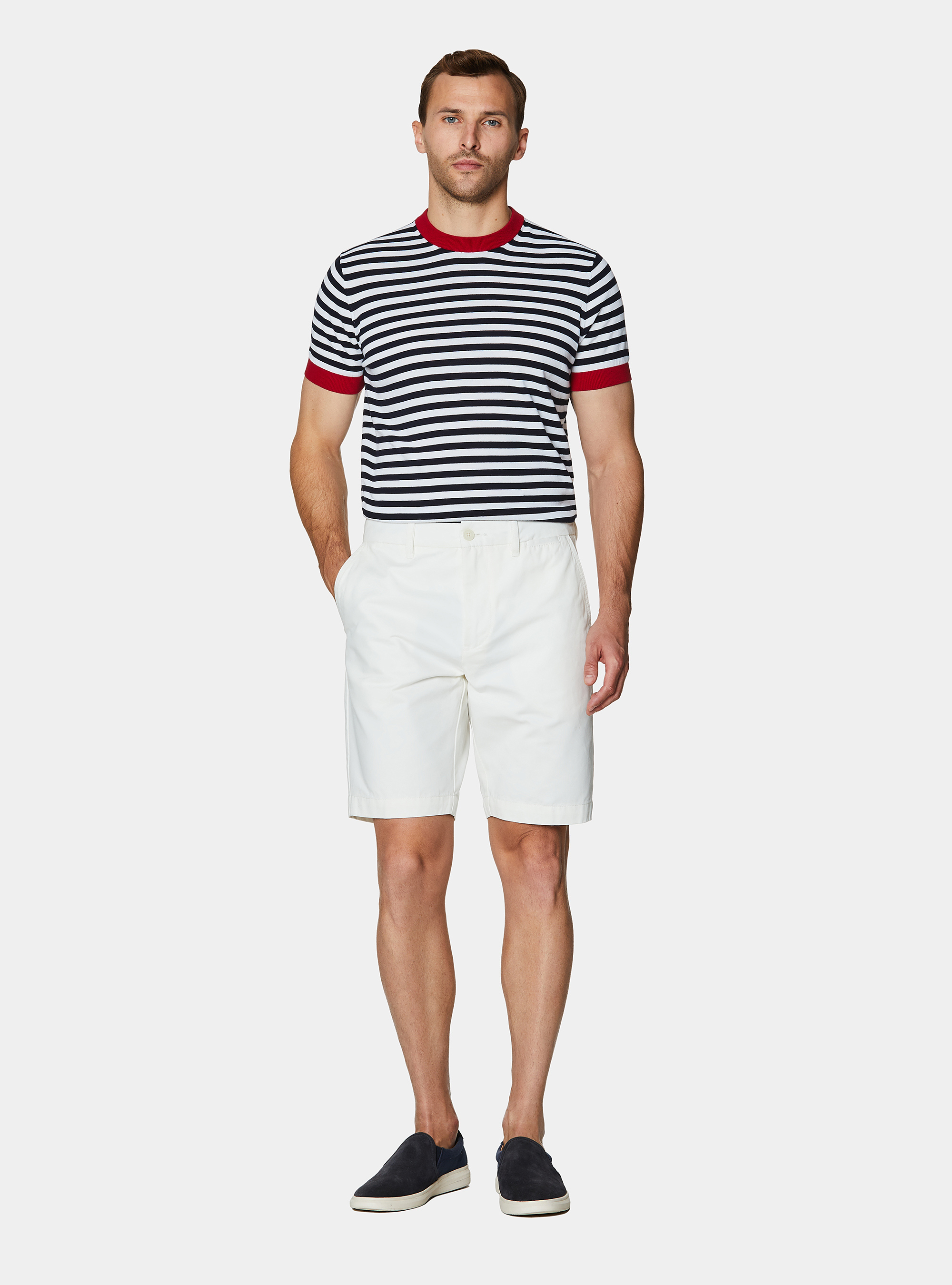 Bermuda chino in twill di cotone, BIANCO