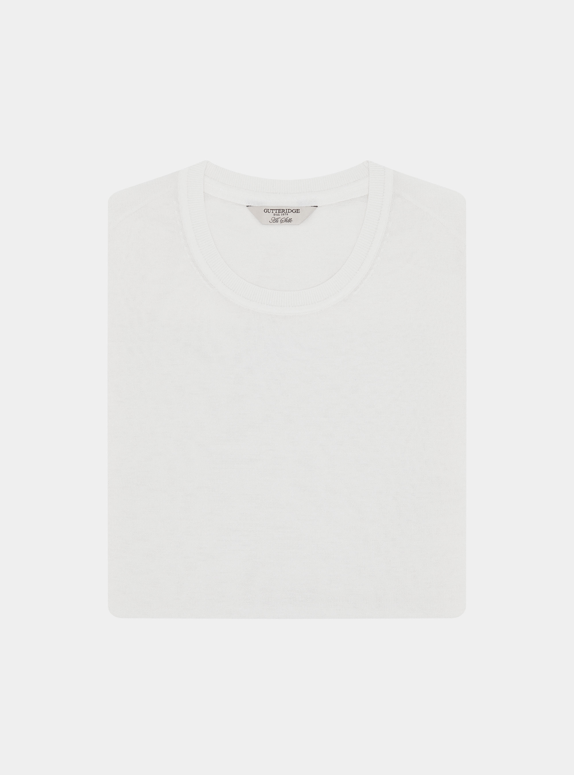 Maglia girocollo in cotone e seta, BIANCO