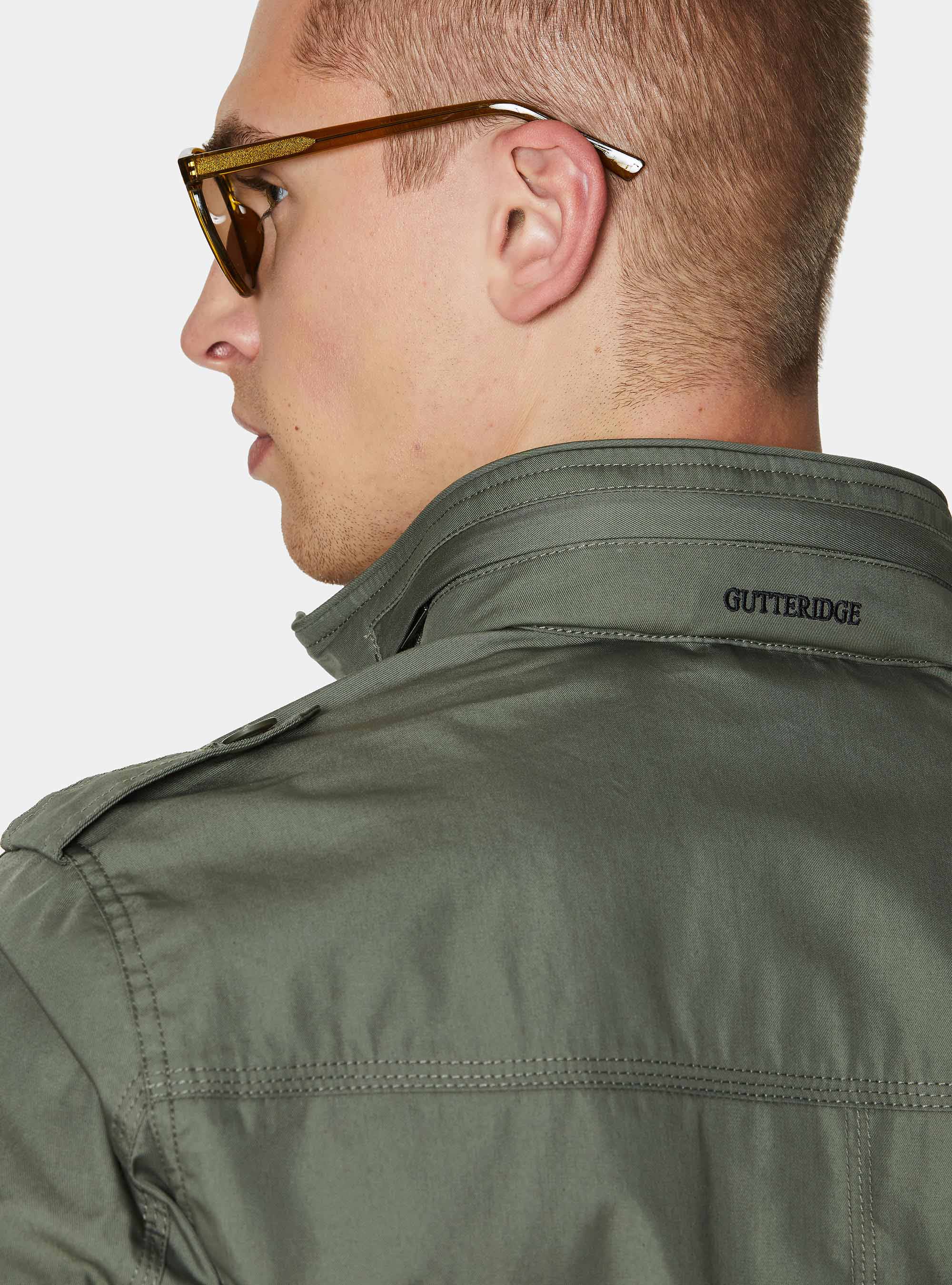 Field jacket en sarga de mezcla de algod&oacute;n, SALVIA 0602C