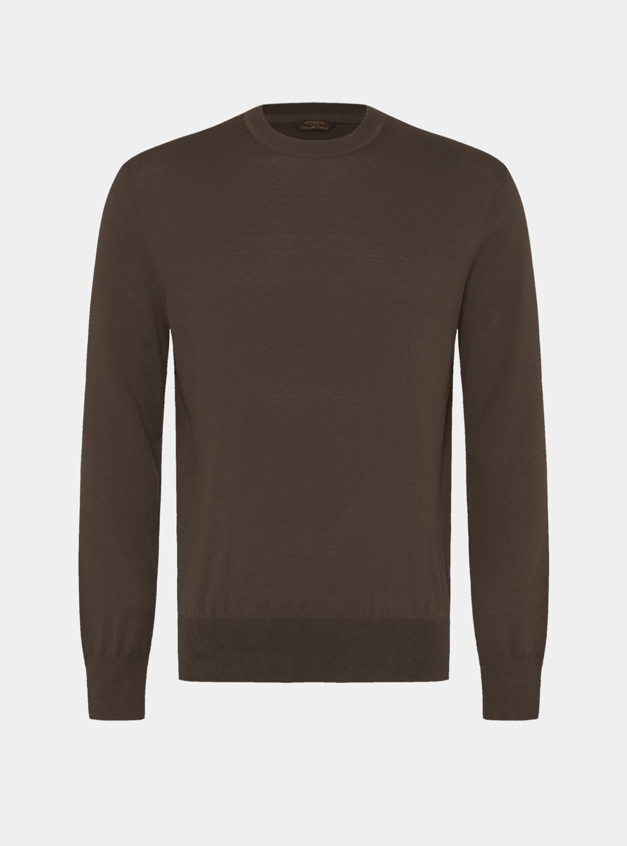 Cotton silk and cashmere crew neck sweater, BROWN