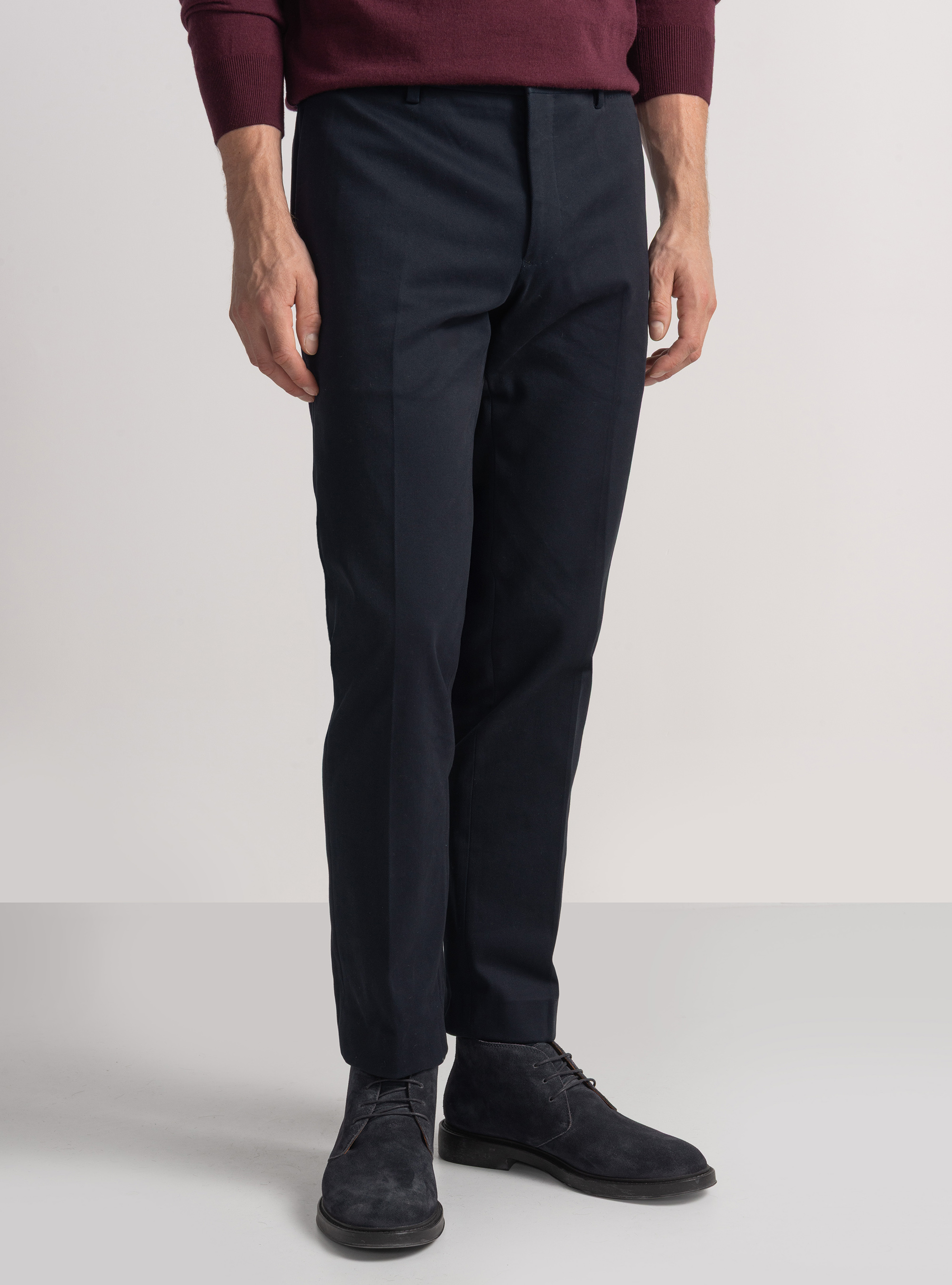 Pantalones de algod&oacute;n esmerilado, AZUL MARINO