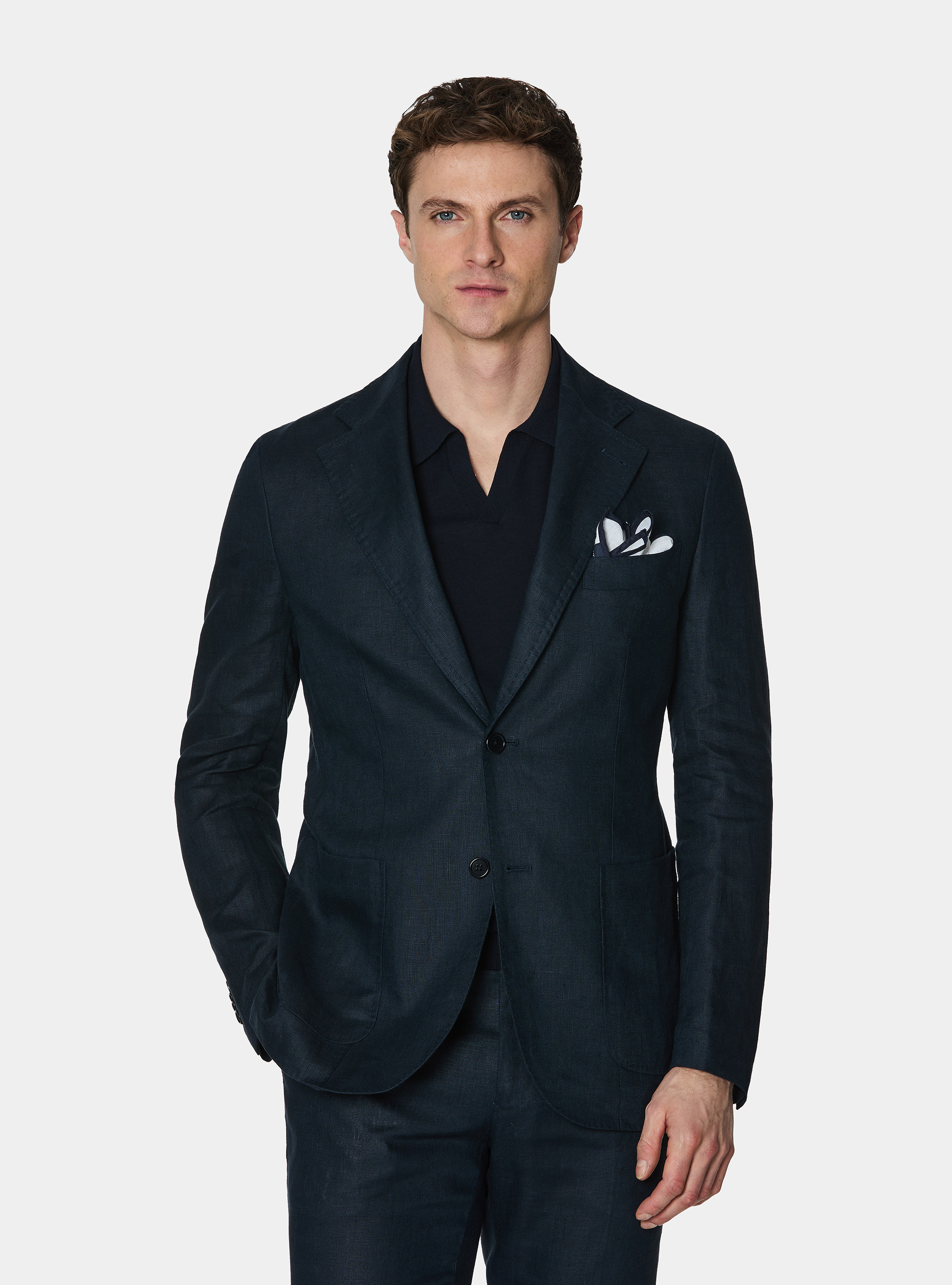 Giacca abito in puro lino, BLU NAVY