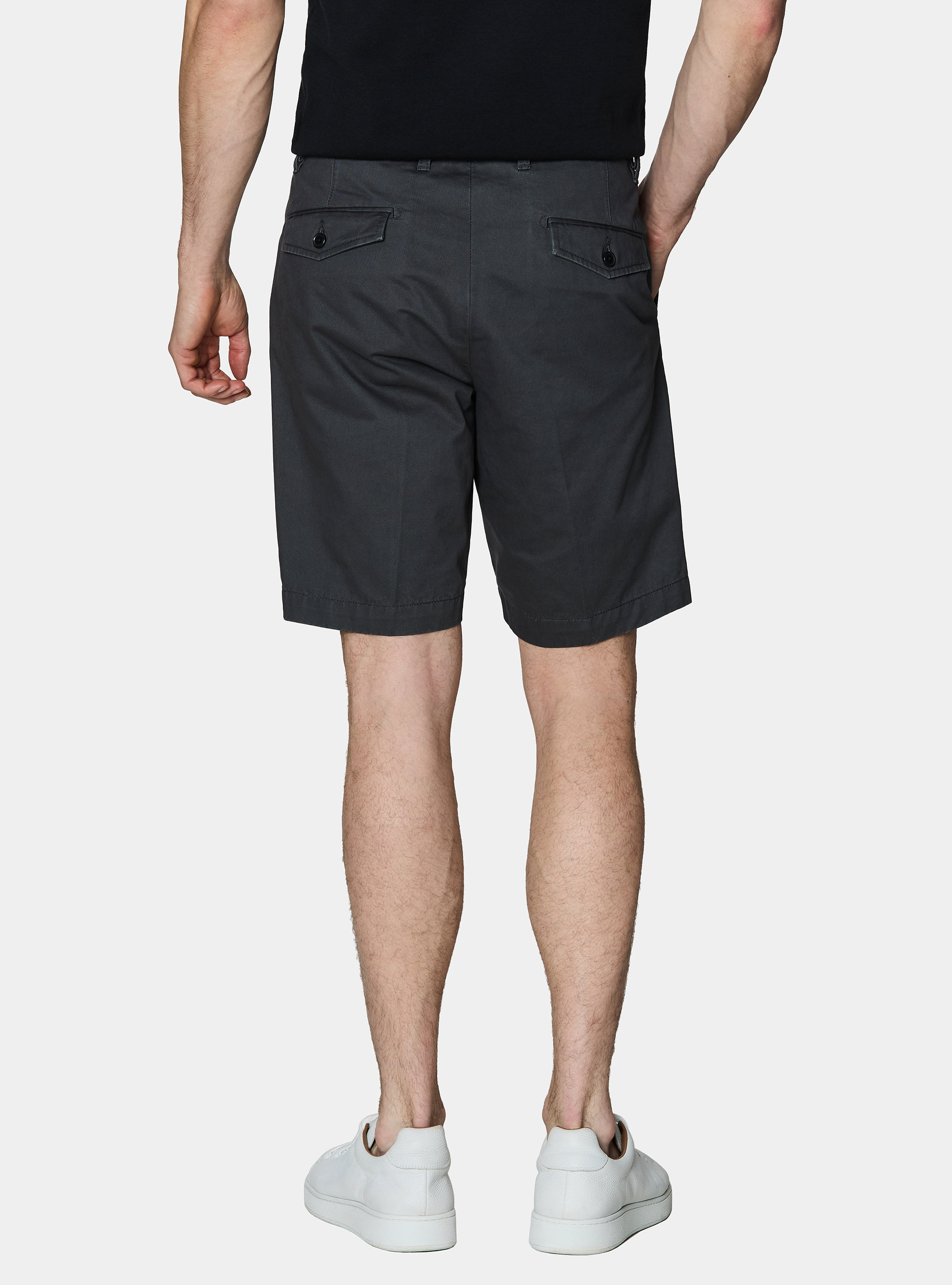 Bermuda chino in twill di cotone, ASFALTO