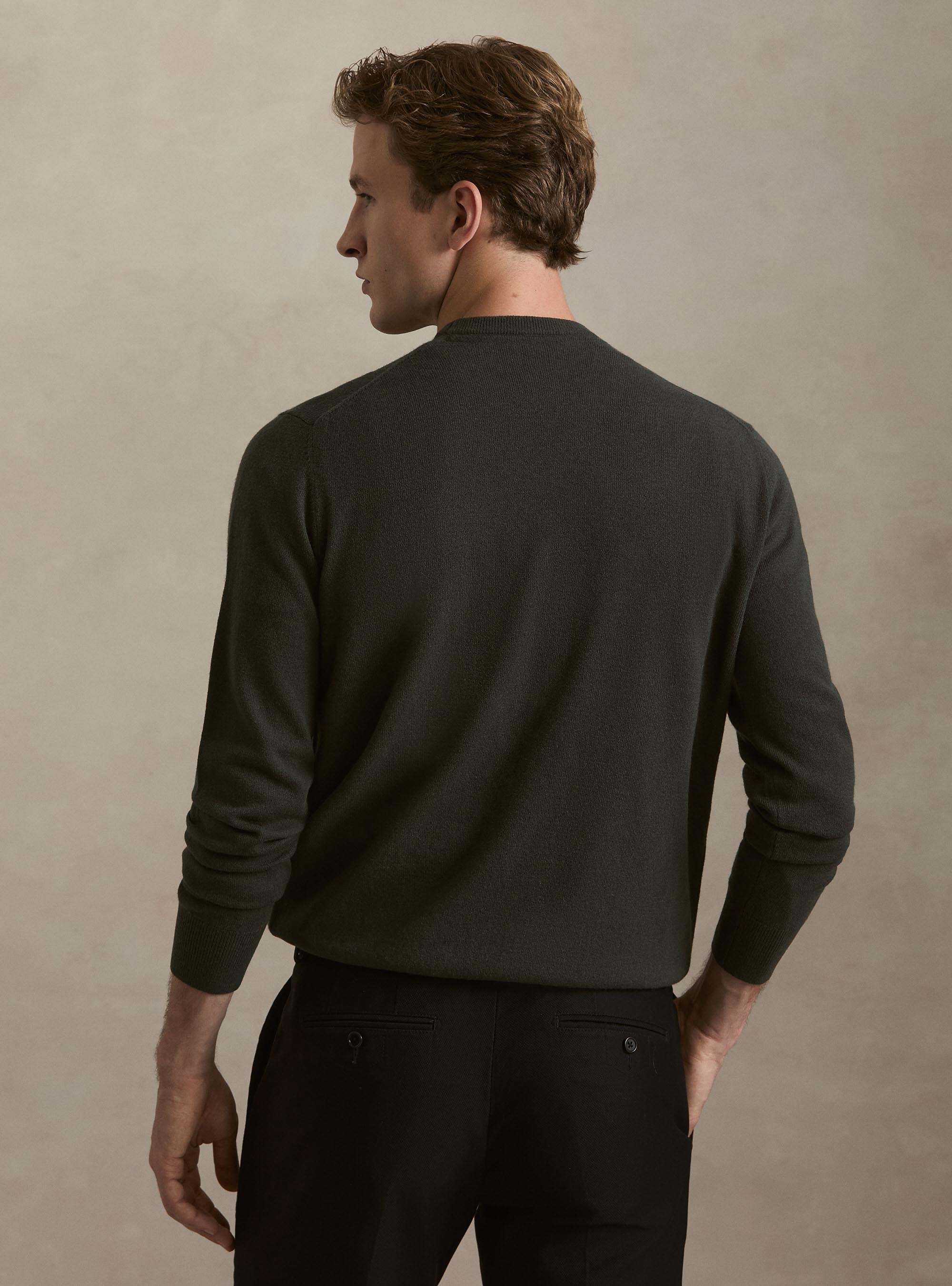 Rundhals-Pullover aus Lambswool und Kaschmir, MILITARE 0609C