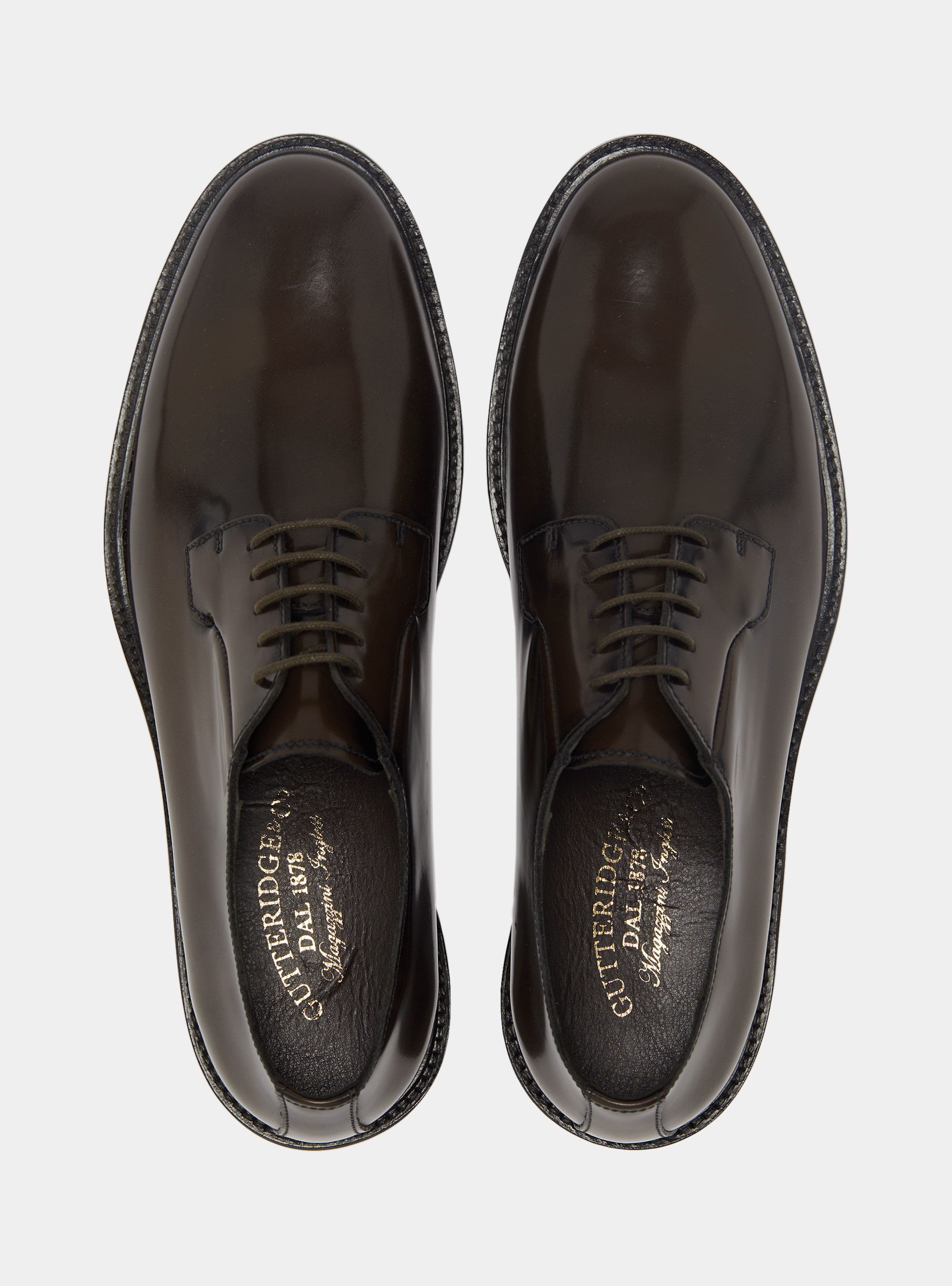 Derby en cuir abras&eacute;, MARRON FONC&Atilde;