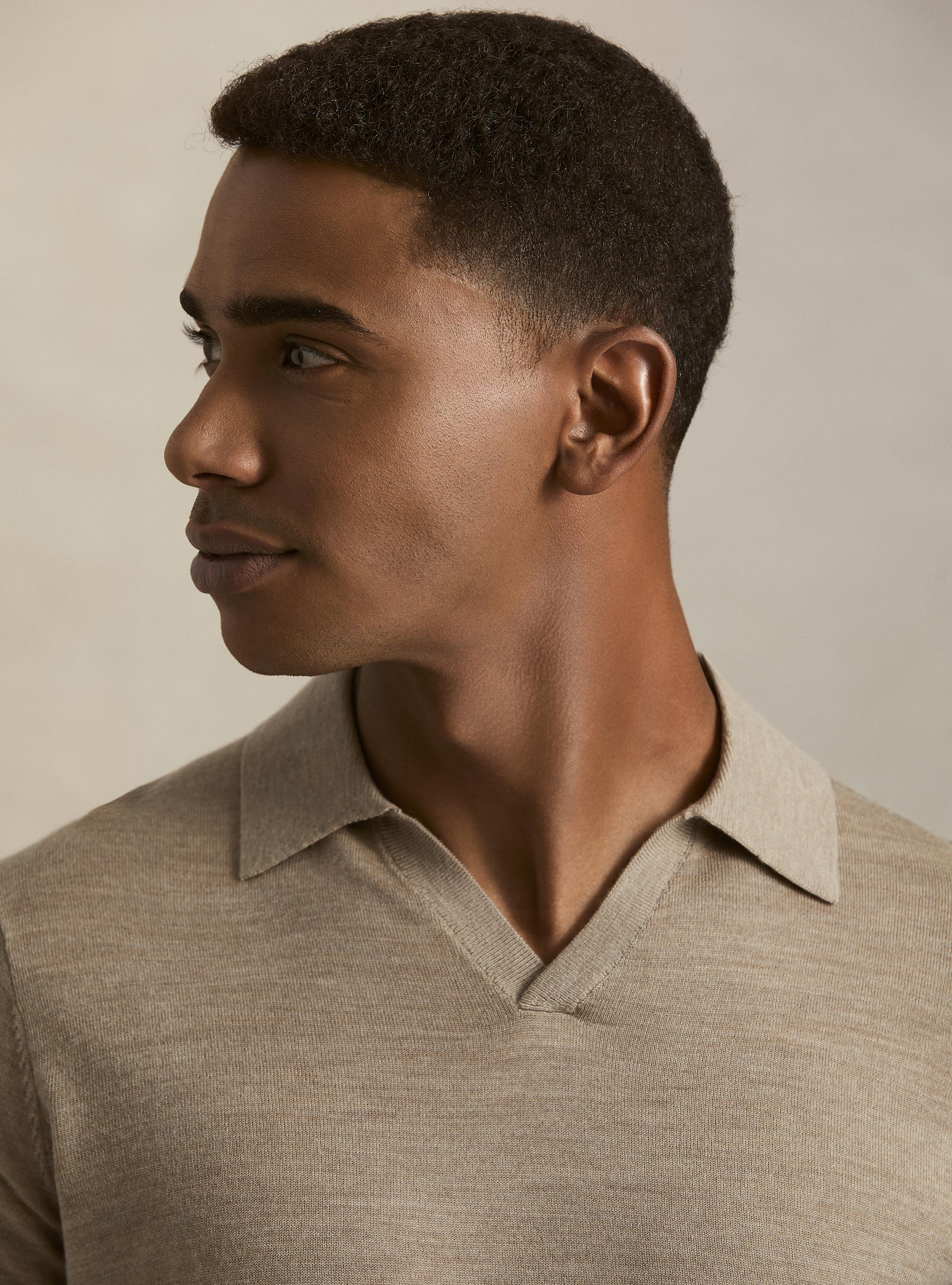 Buttonless merino polo, FANGO 0555C