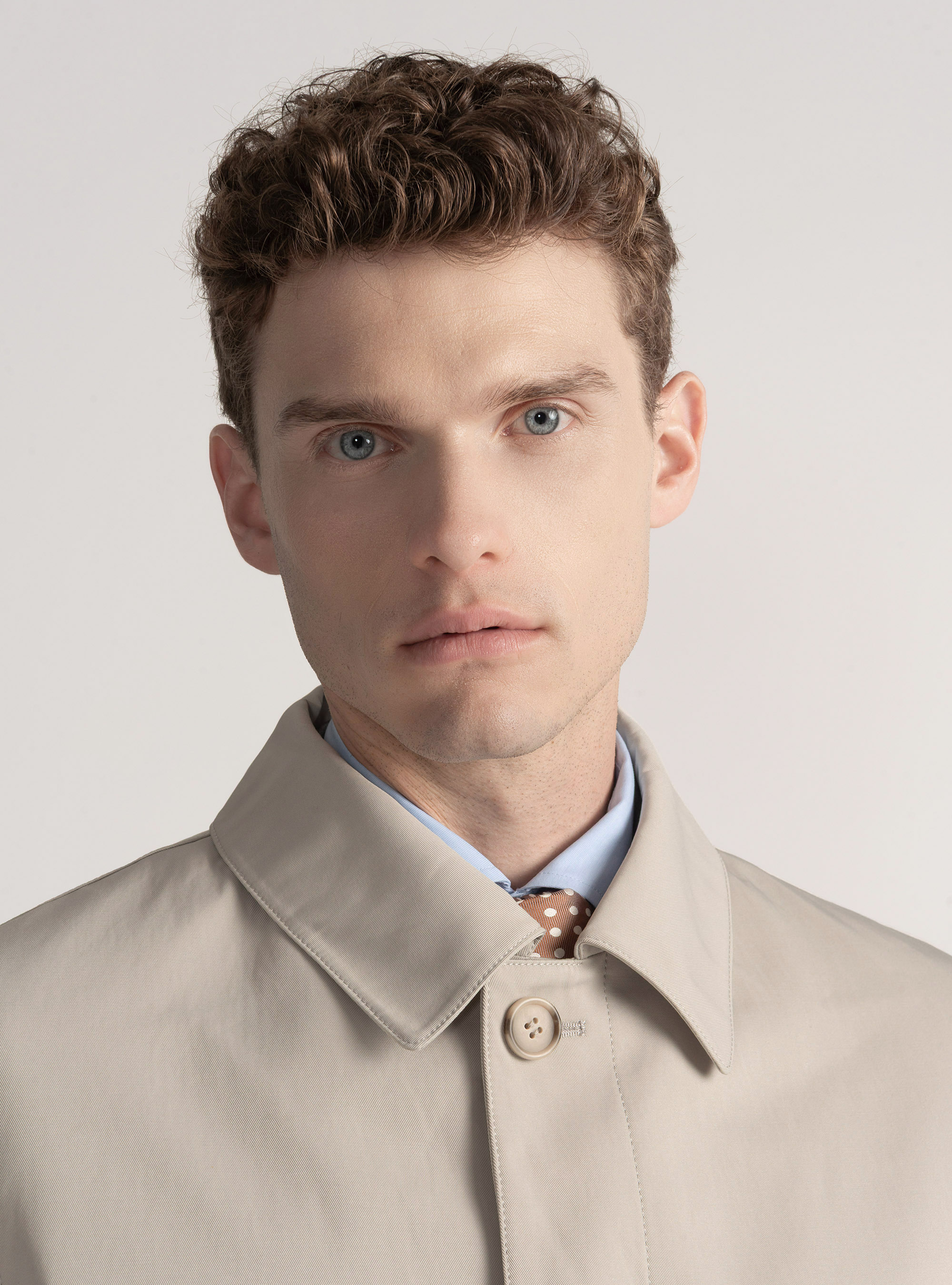 Padded technical raincoat in cotton blend, ECRU