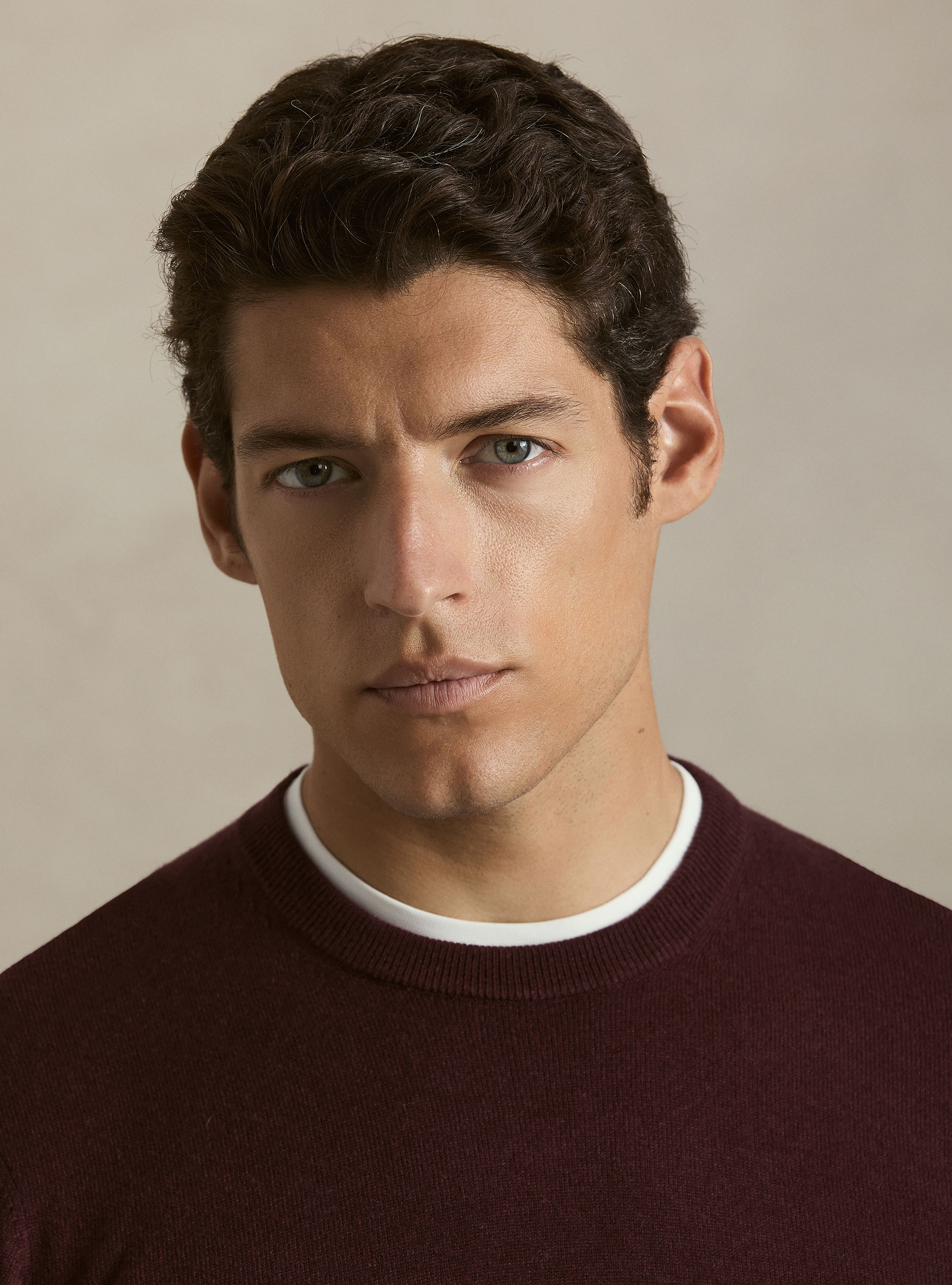 Wool and cashmere blend crewneck sweater, BORDEAUX