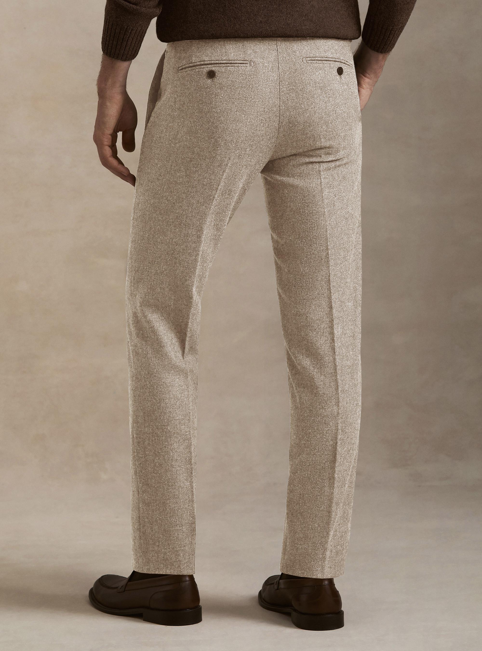 Pantaloni in flanella misto lana, SABBIA