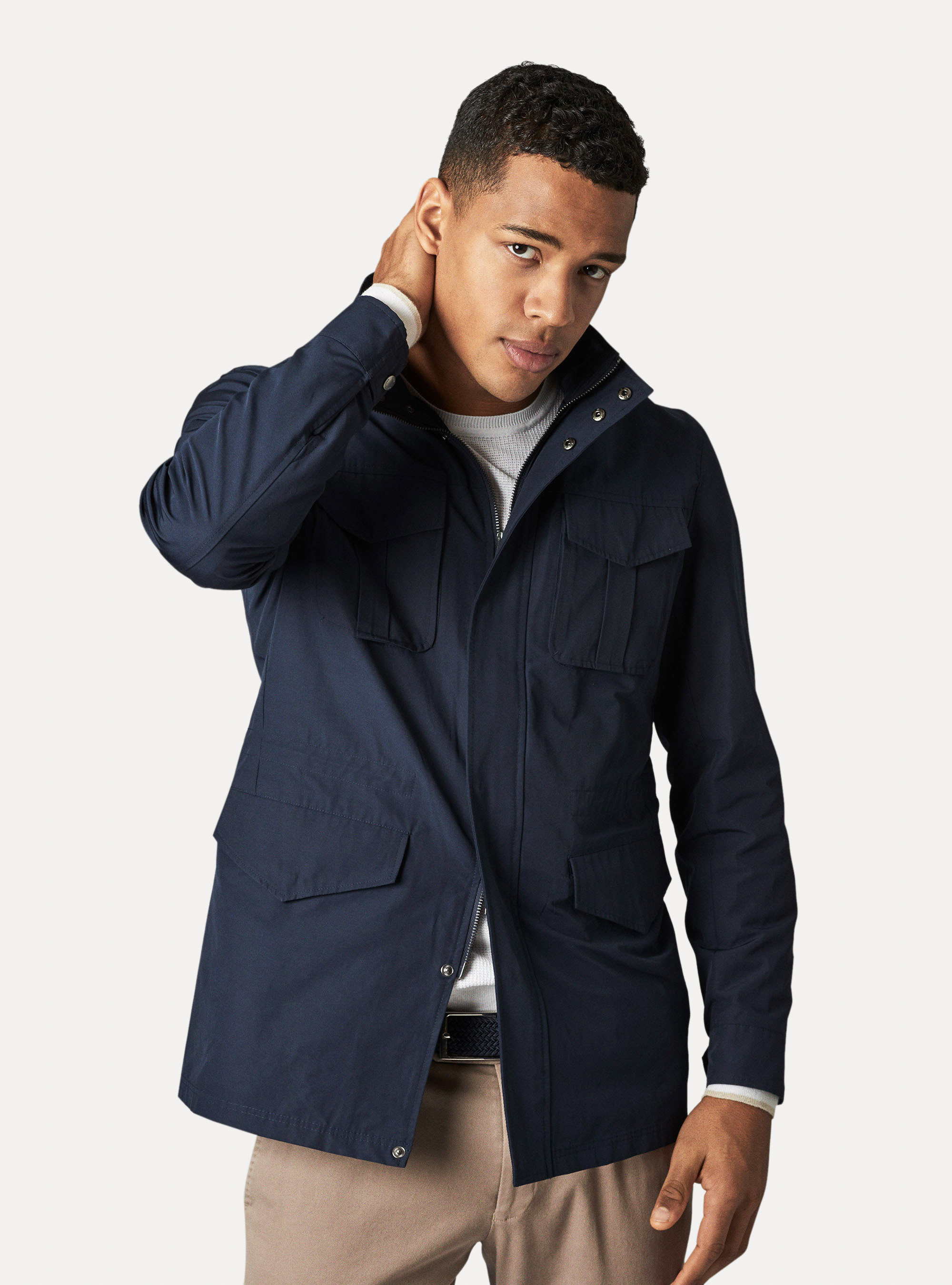 Blend Technical cotton field jacket, NAVY BLUE