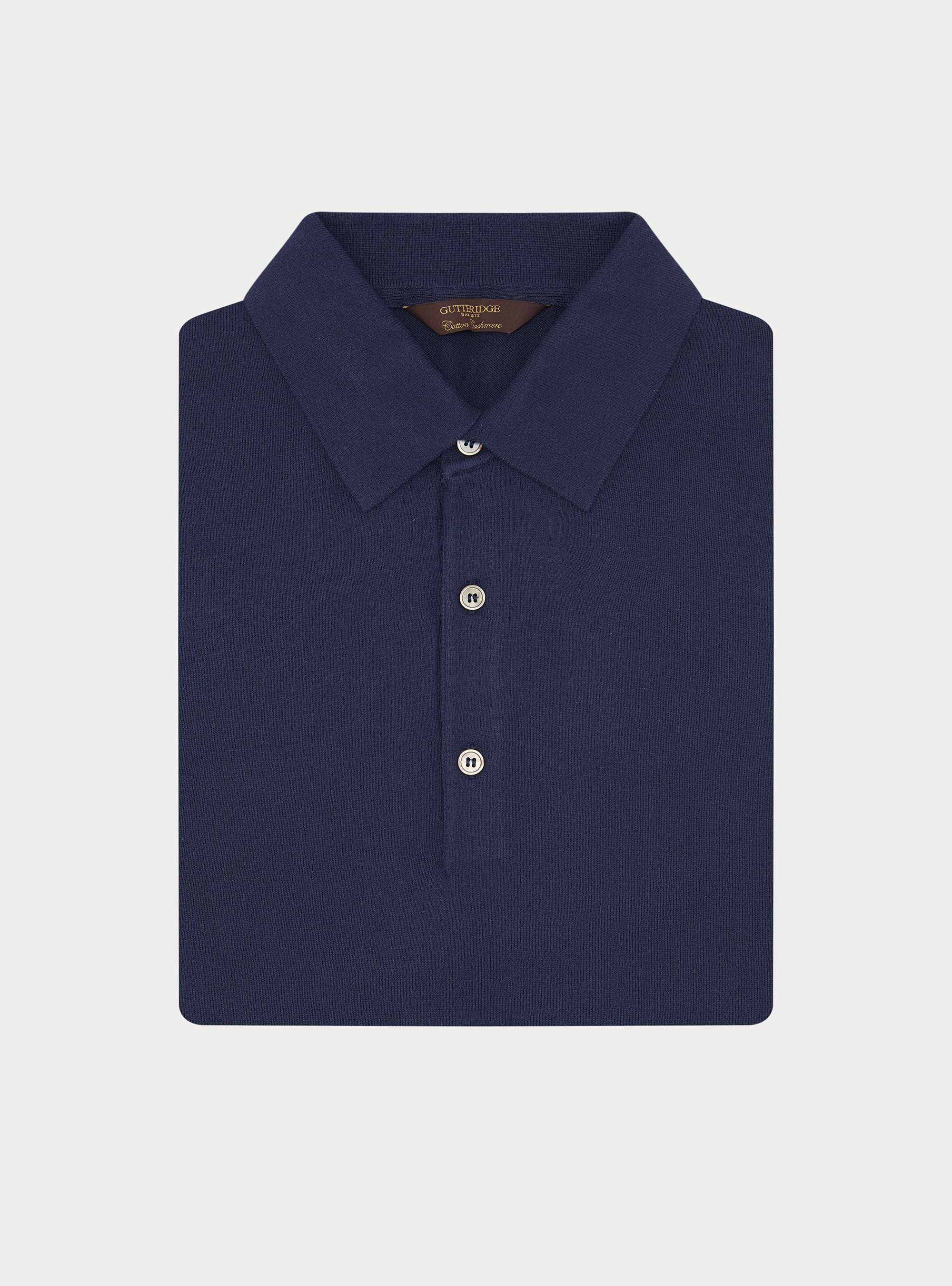 Polo in maglia di cotone e cashmere, INCHIOSTRO
